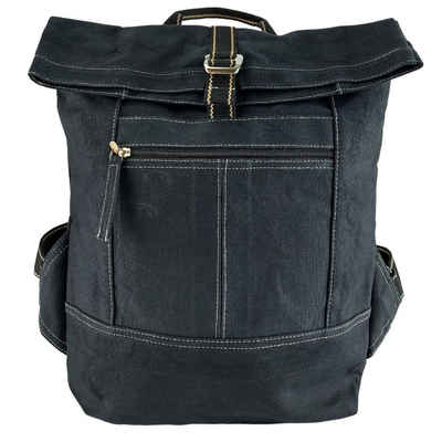 Domelo Rucksack 52639 gewachste Backpack vegan wasserabweisend, schlichte Optik, vegan, Upcycling Tasche aus gewachstem Canvas, wasserabweisend, DIN A4 geeignet