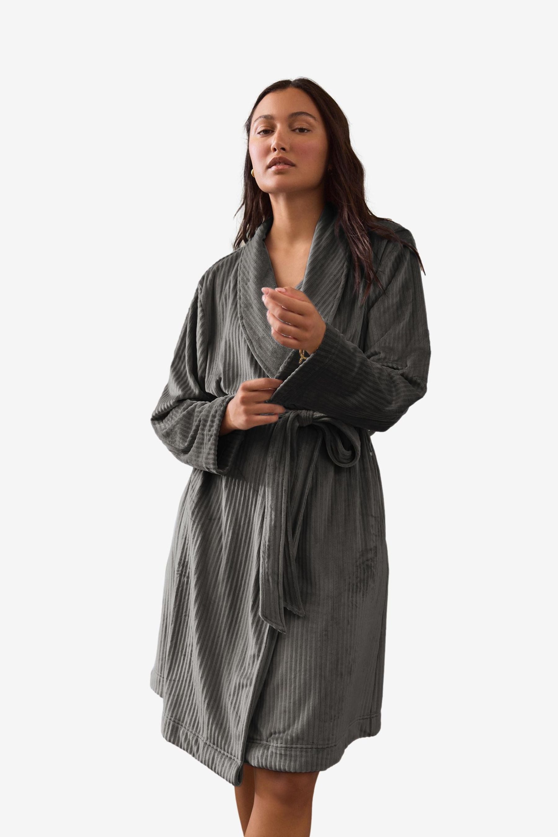 Next Damenbademantel Superweicher, gerippter Bademantel, Polyester günstig online kaufen
