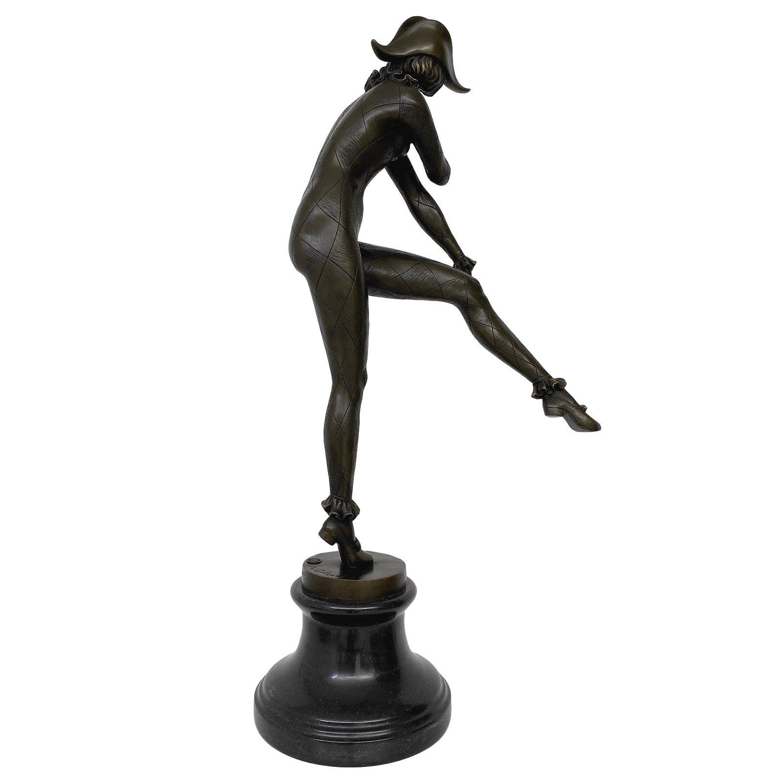 Aubaho Skulptur Bronzeskulptur Harlekin Frau Bronze 72cm Rep Gilbert nach Figur Alfred