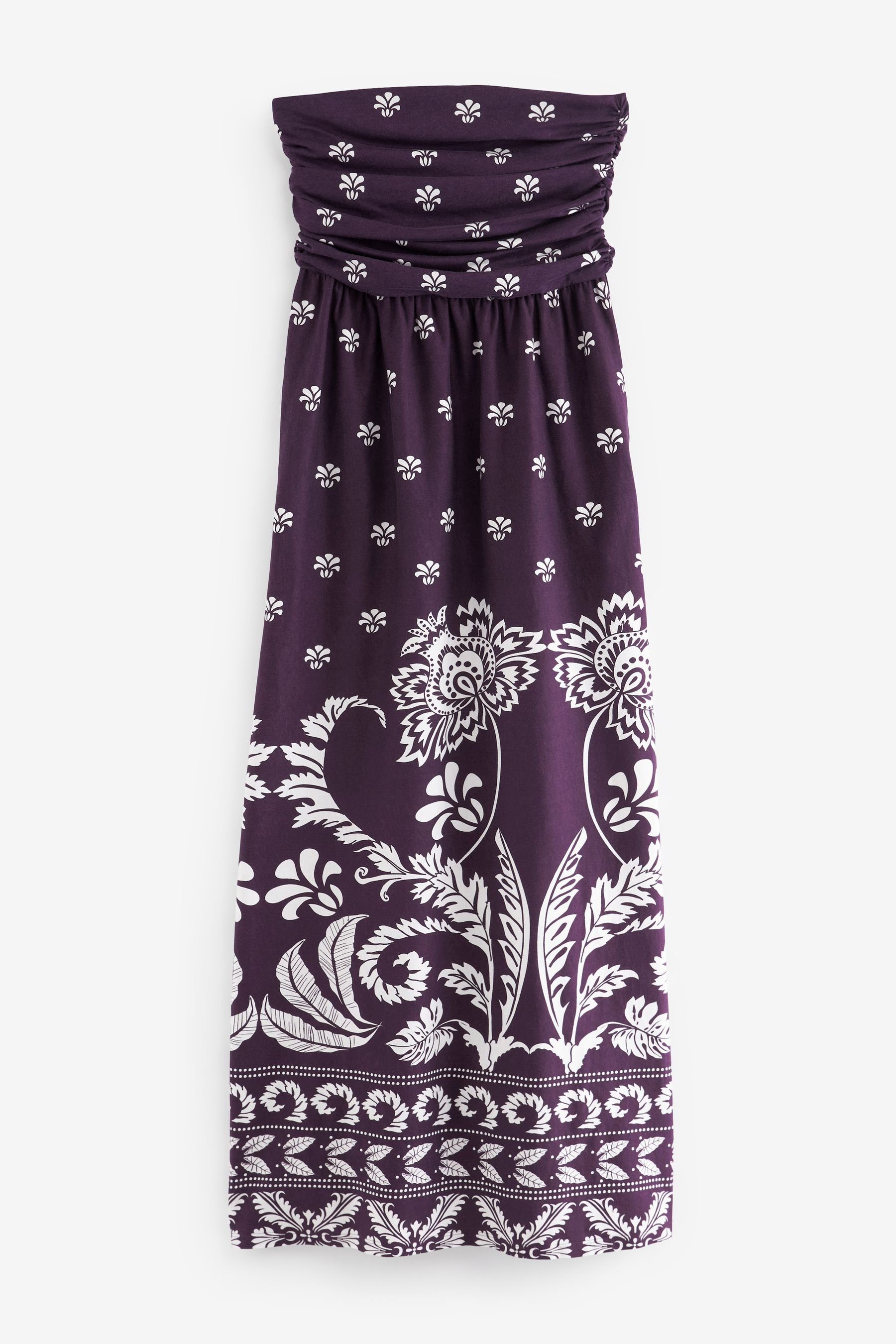 Print Schlichtes Maxikleid mit Maxikleid Purple Bandeau-Ausschnitt (1-tlg) Placement Next