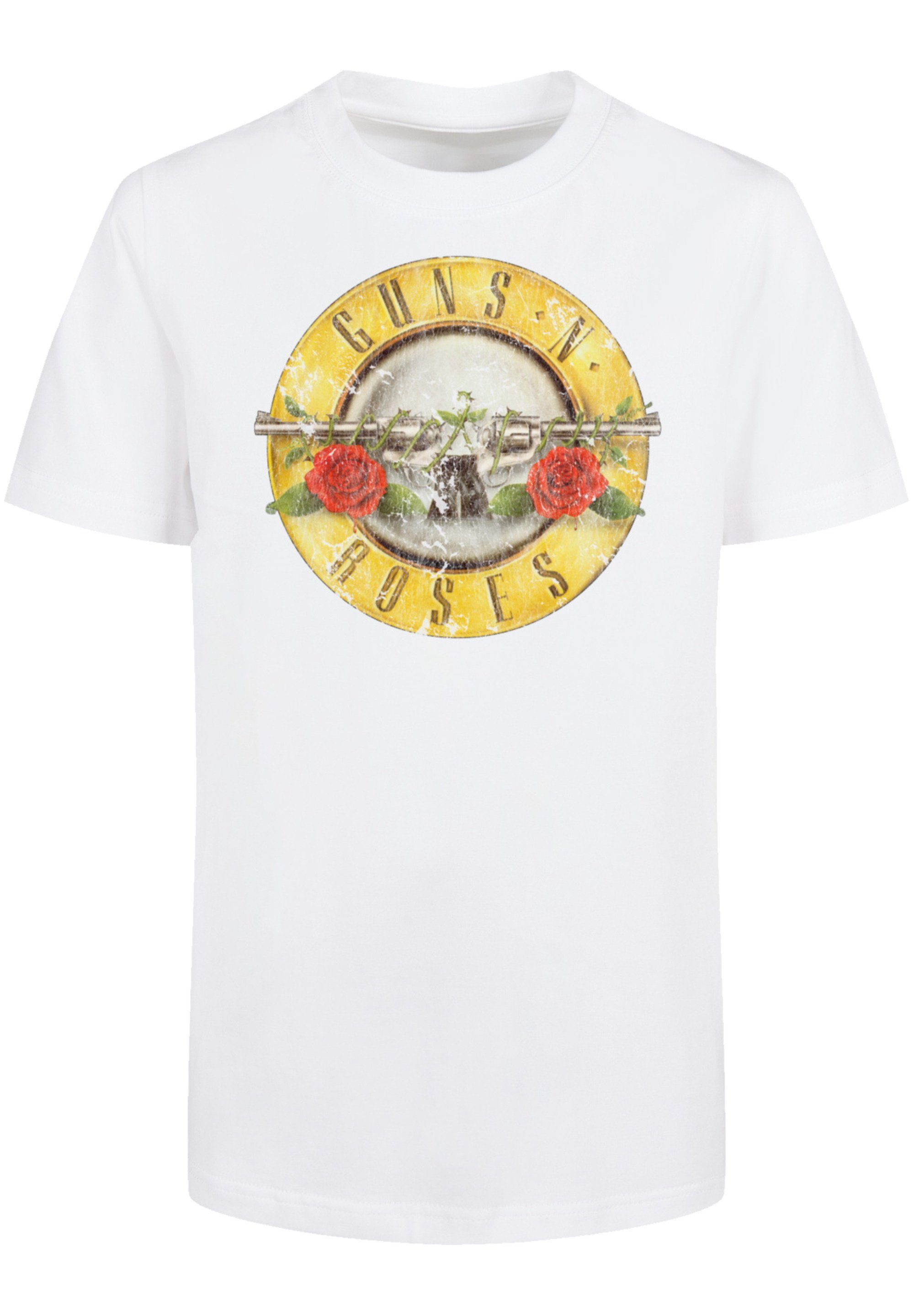 F4NT4STIC Vintage Logo weiß Black T-Shirt Classic Guns Print Roses 'n'
