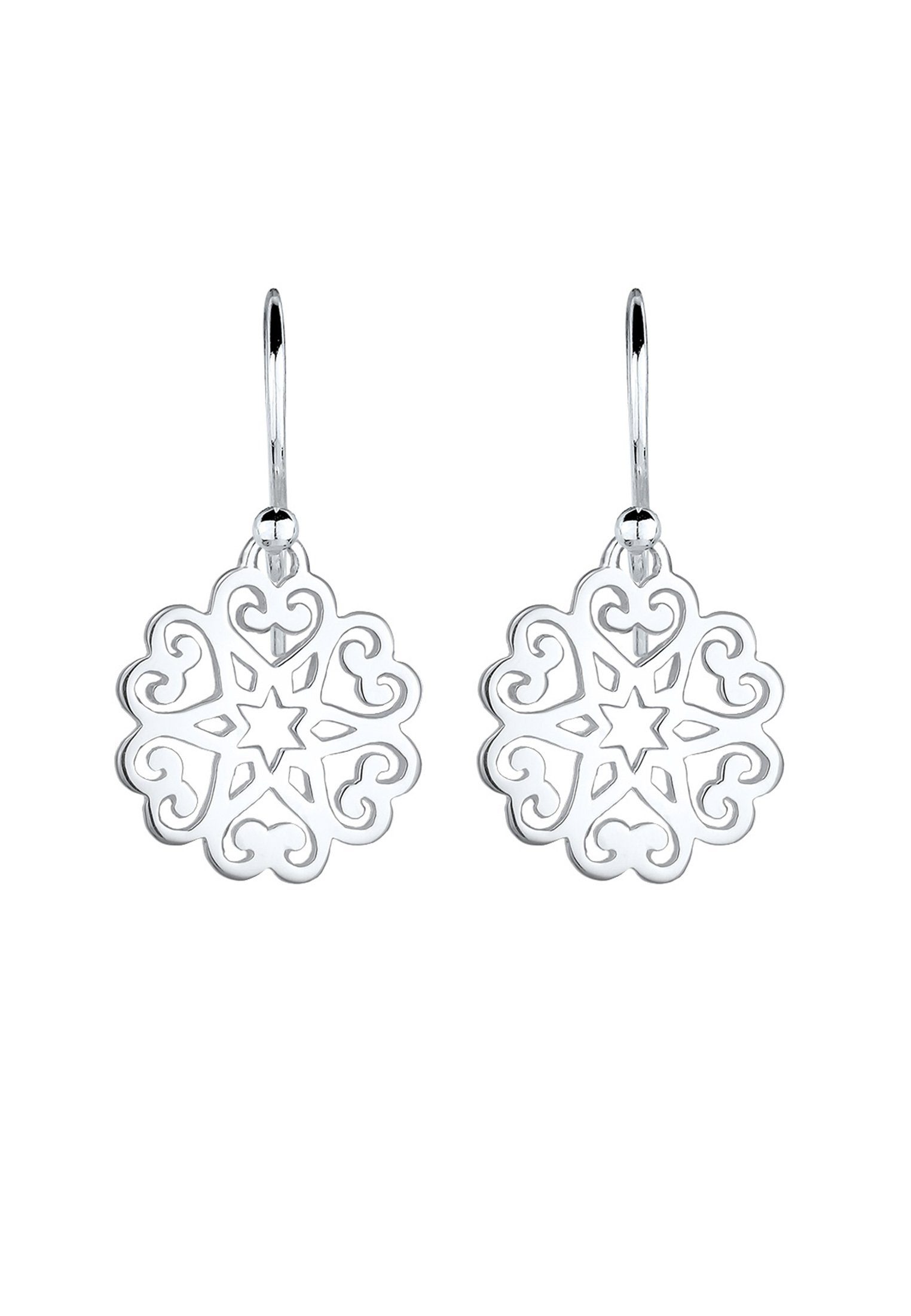 Sterling Sterne 925 Elli Ohrhänger Floral Paar Ornament Herz Silber