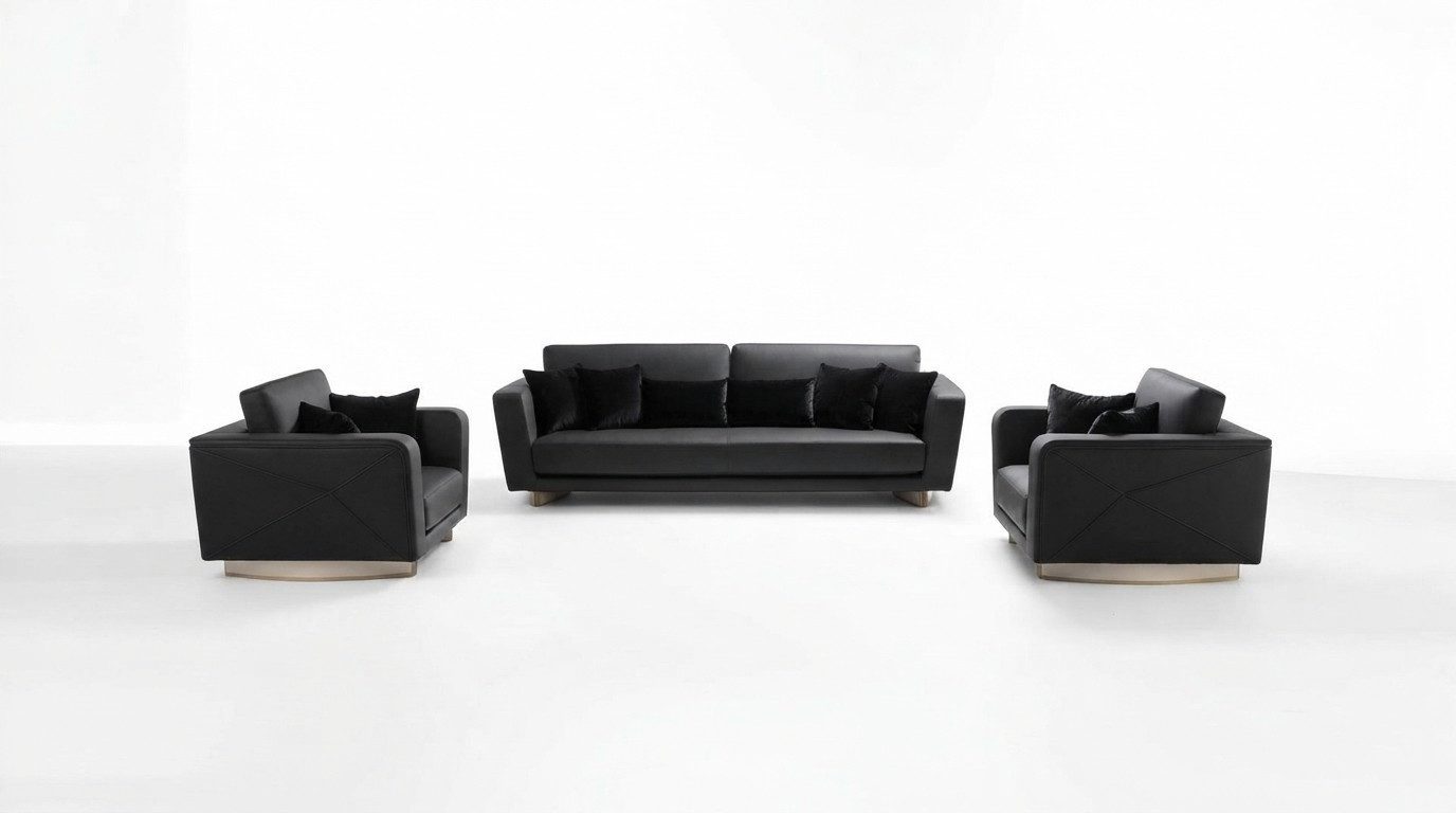 Xlmoebel Polstergarnitur Elegantes Sofa mit zwei Sesseln in klassischem Design, (Sofagarnitur, 3-tlg., Sofagarnitur 3 + 1 + 1 Sitzer), Hergestellt in Europa