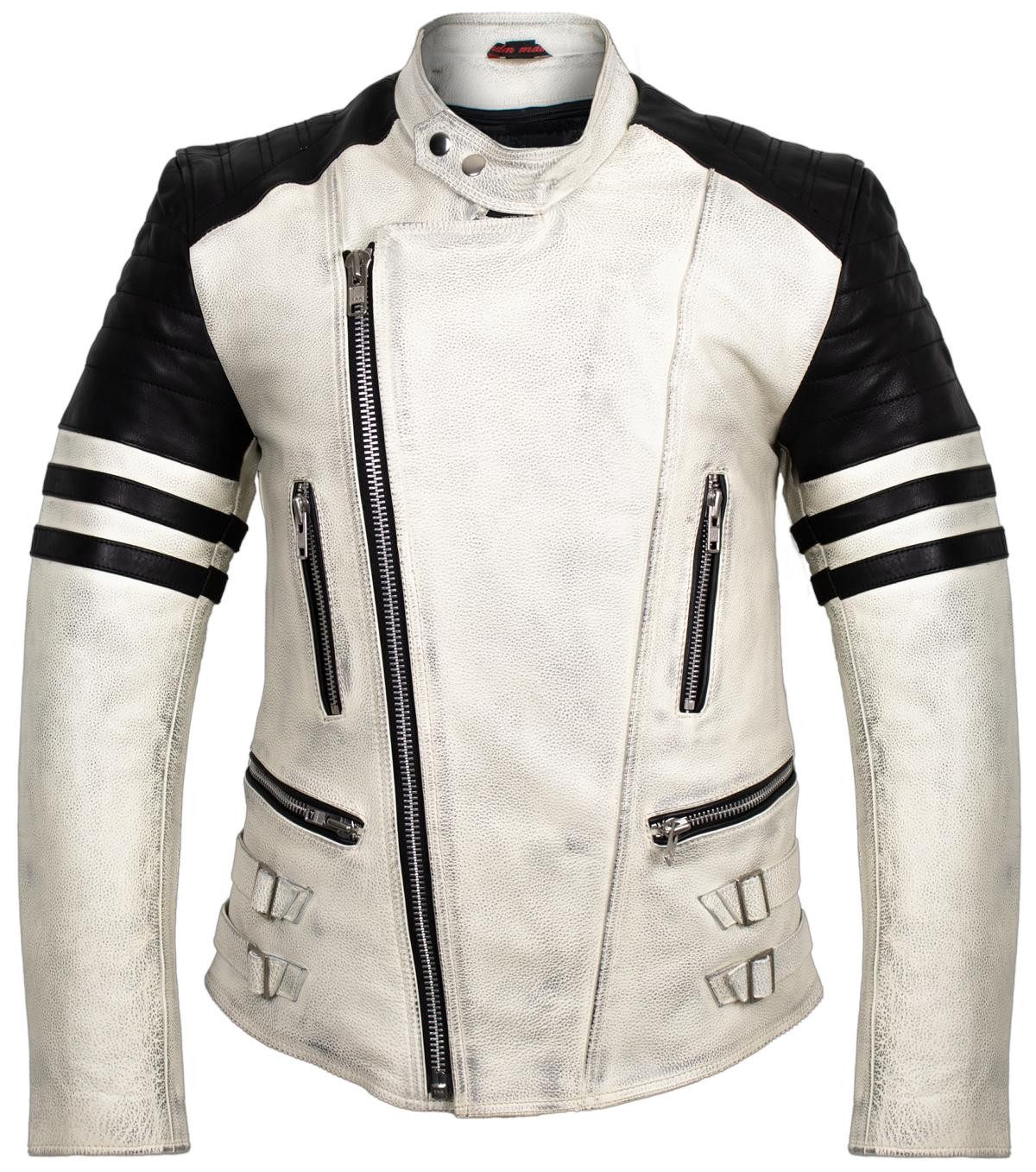 MDM Motorradjacke Herren Retro Lederjacke Motorrad Jacke in