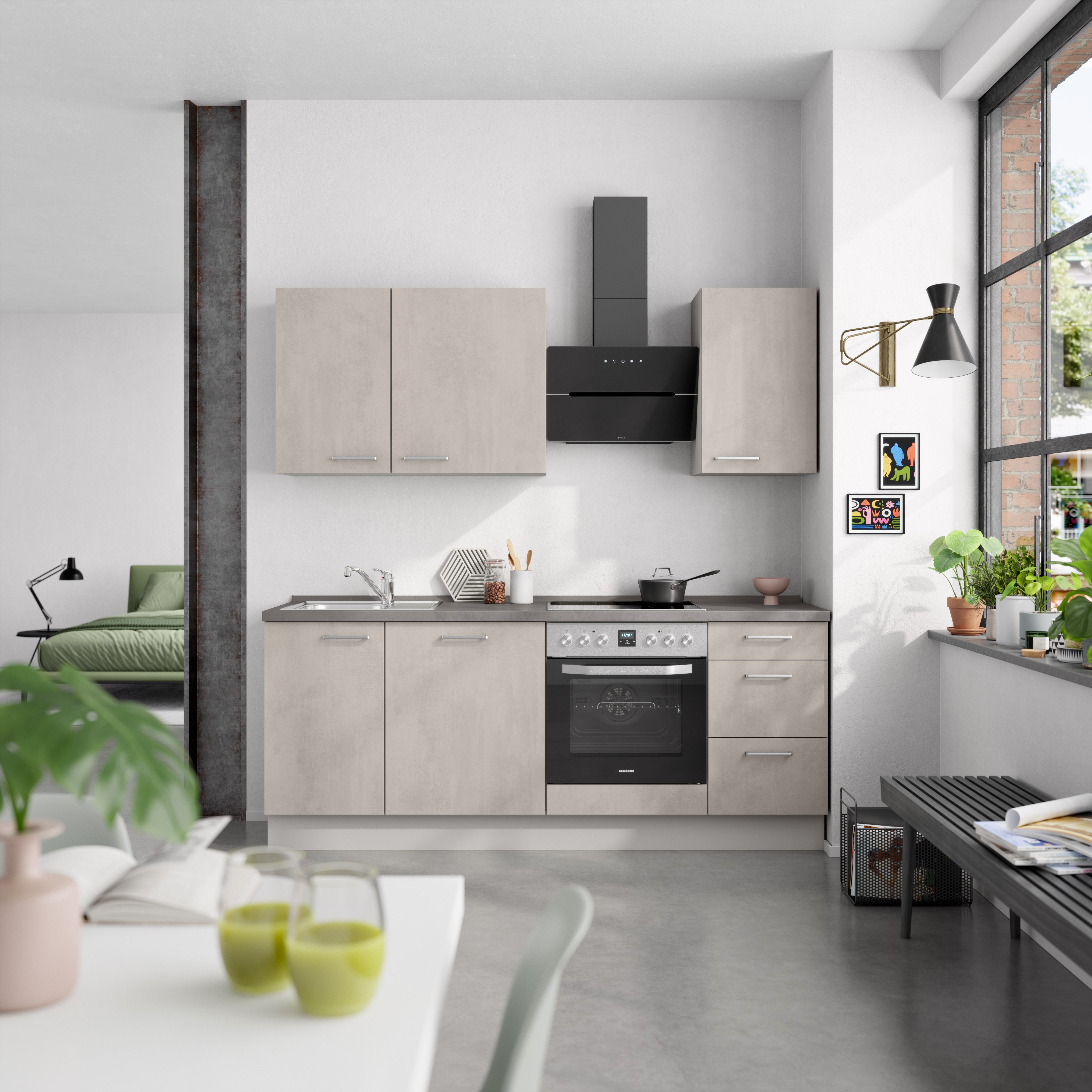 nobilia® Küchenzeile "Riva II", NEU: individuell anpassbar mit gratis Profi-Beratung, vormontiert, Breite 210 cm, Ausrichtung wählbar, wahlw. mit E-Geräten