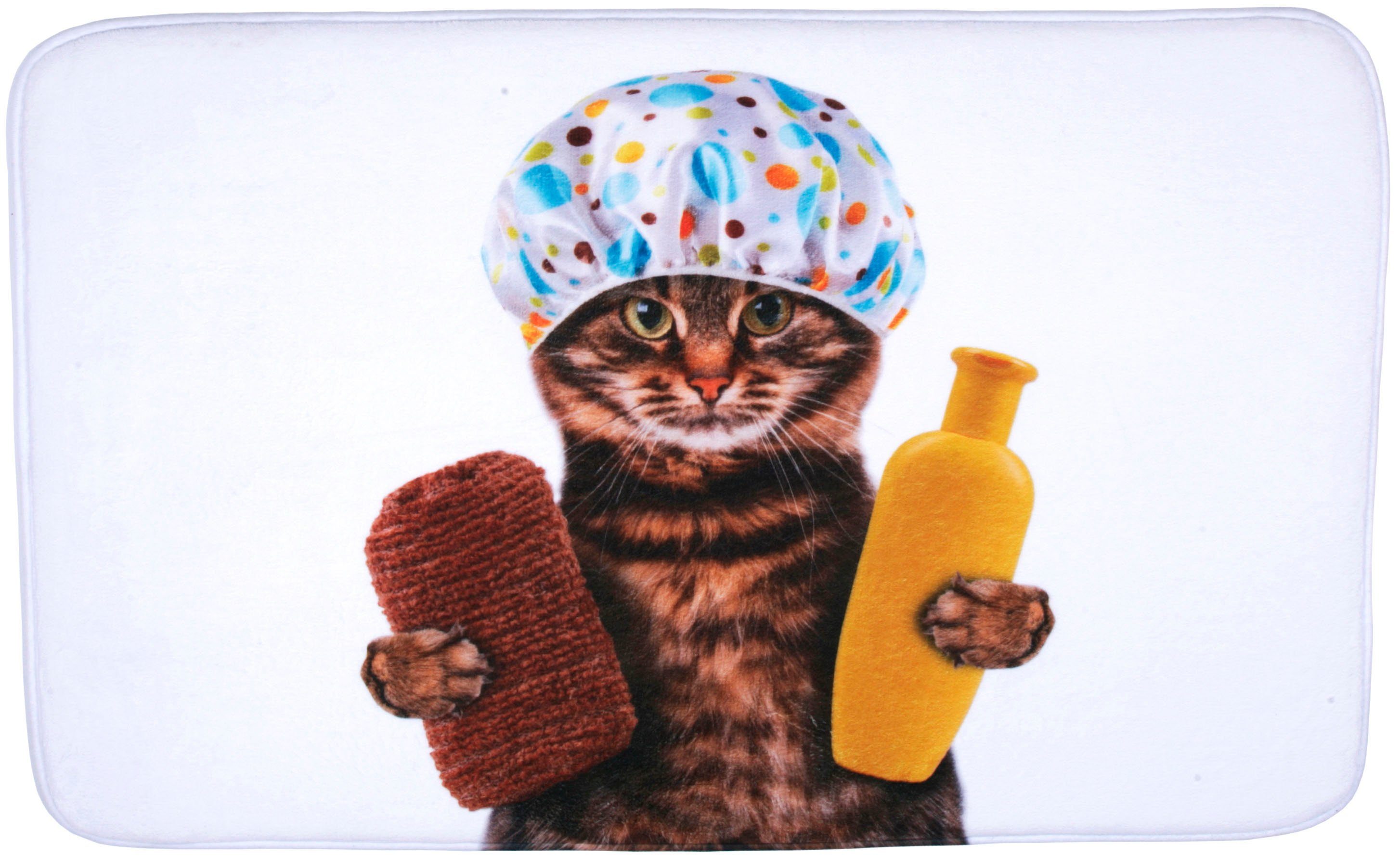 Sanilo Badematte Shower Cat, Höhe 15 mm, schnell trocknend, Polyester, rechteckig, Memory Schaum