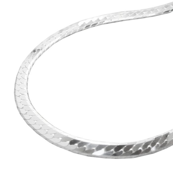 Erario D'Or Panzerkette Silberkette flach diamantiert Silber 925 45 cm