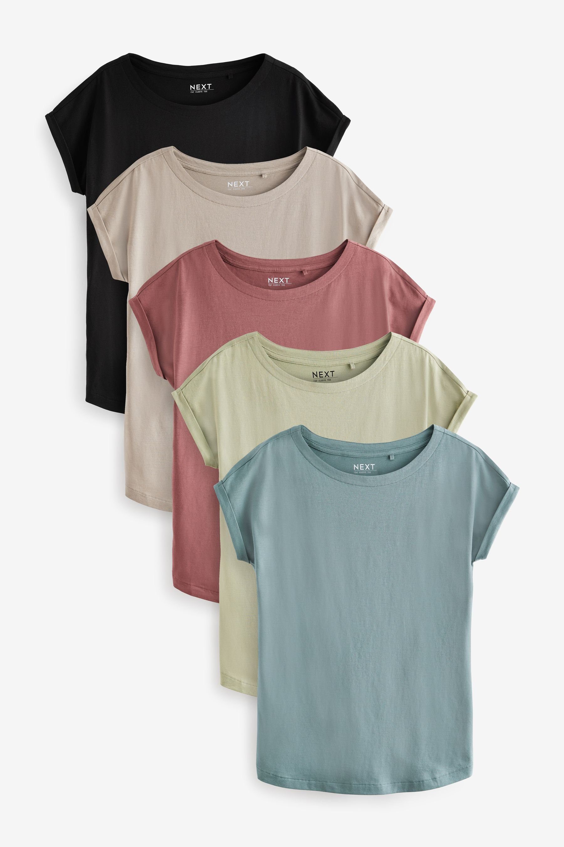 Next T-Shirt T-Shirts mit Flügelärmeln im 5er-Pack (5-tlg) Multi
