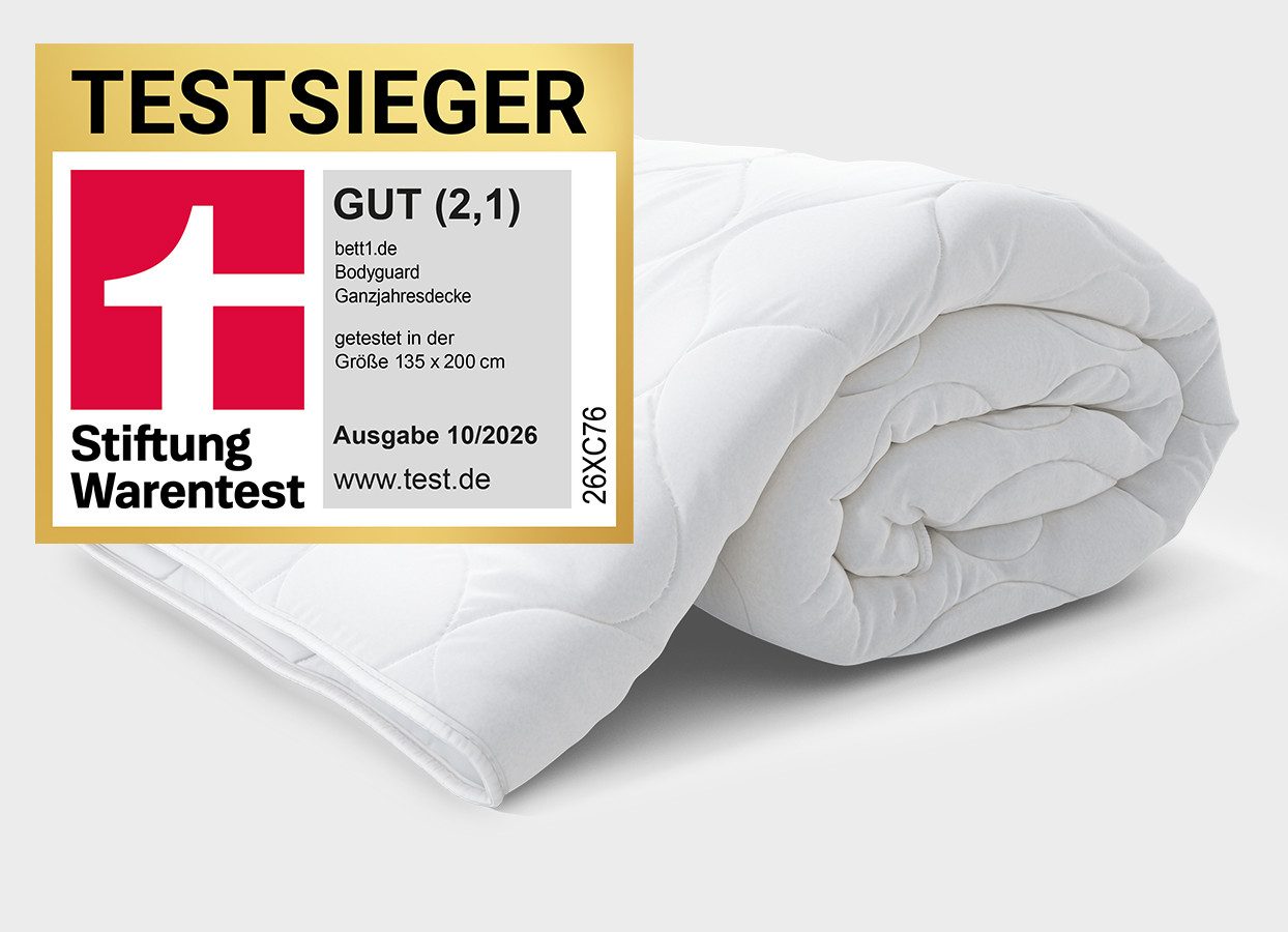 bett1.de Baumwollbettdecke BODYGUARD® Ganzjahresdecke mittelwarm, Decke für alle Jahreszeiten, Bezug: 100% Baumwolle, Füllung: 100% Polyester, waschbar bei 40°  – Bild 2 von 4