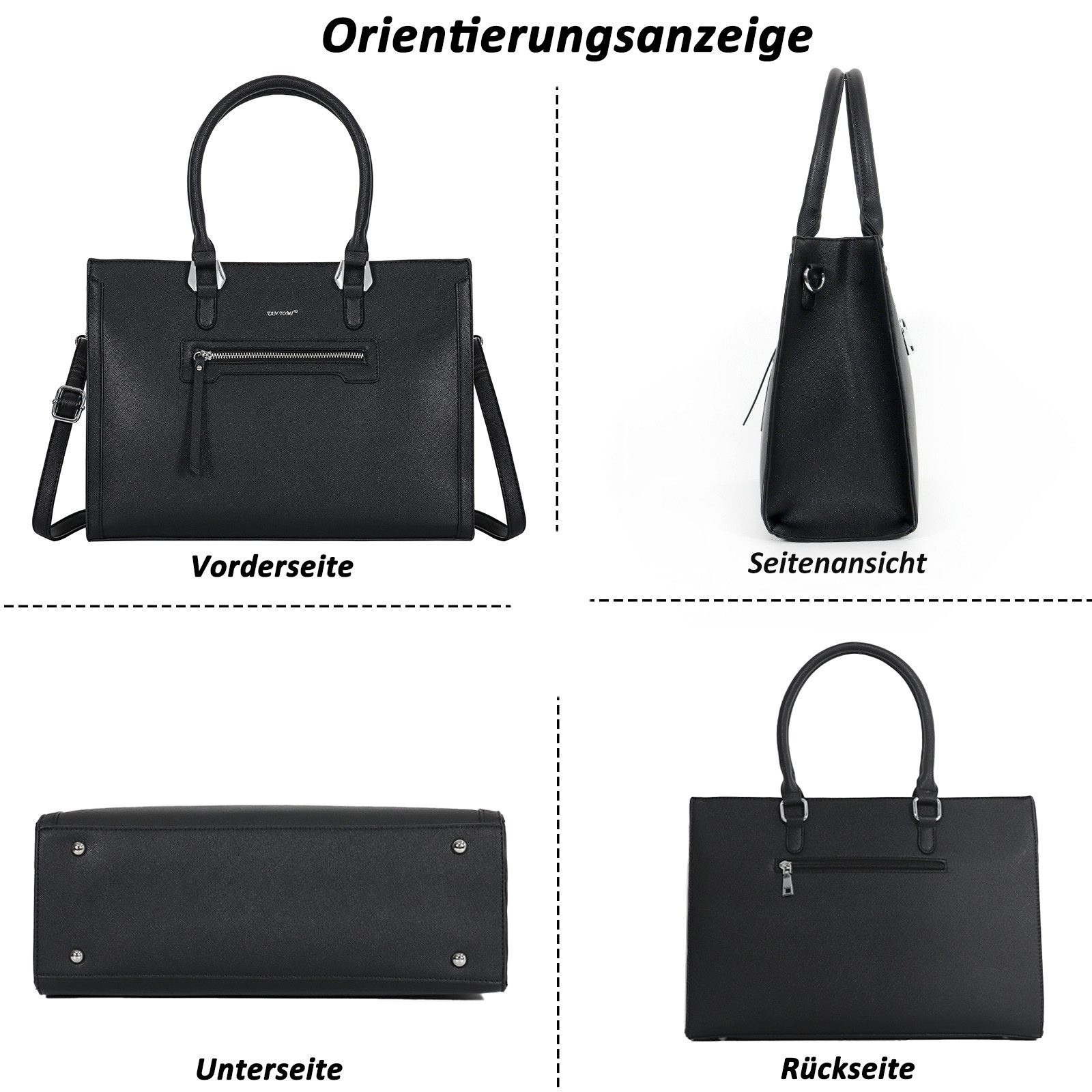TAN.TOMI Businesstasche Damen Handtasche Große Business Schultertasche Arbeit Schule, Bürotasche Damen Umhängetasche mit 3 Fächern für Büro Schule