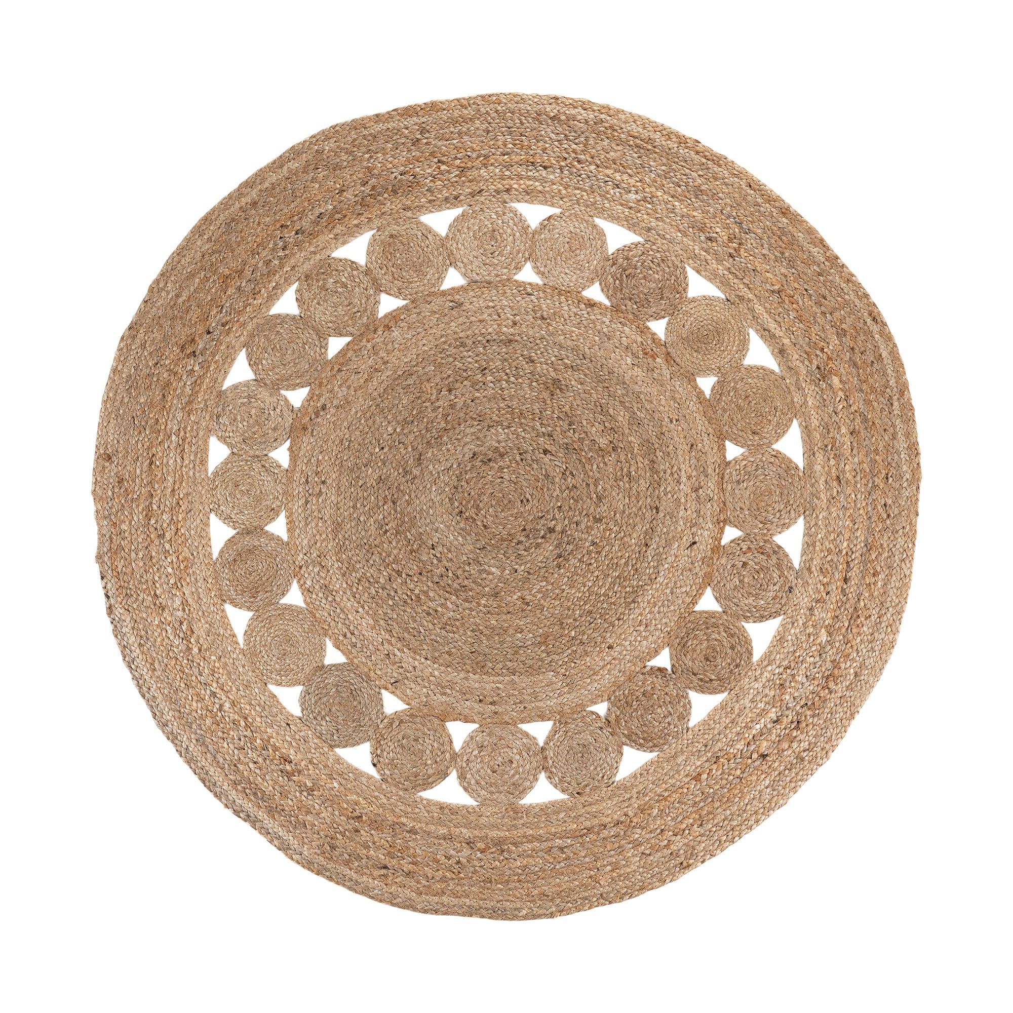 ebuy24 Teppich Bombay Teppich Ø150 cm Jute natur Muster., Höhe: 1 mm