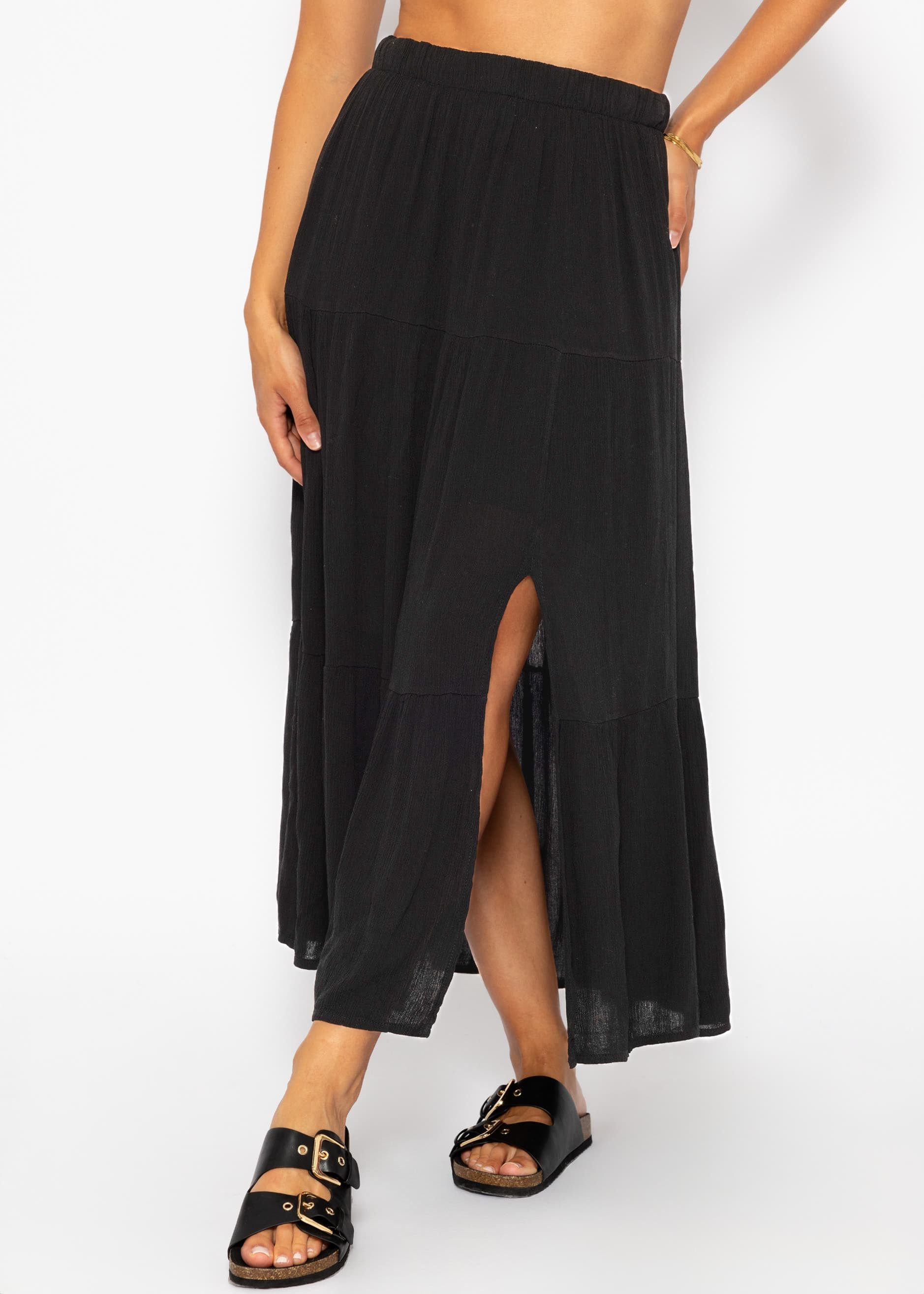 SASSYCLASSY Minirock Maxi Volants Rock mit Schlitz in Crinkle-Optik Lockere günstig online kaufen