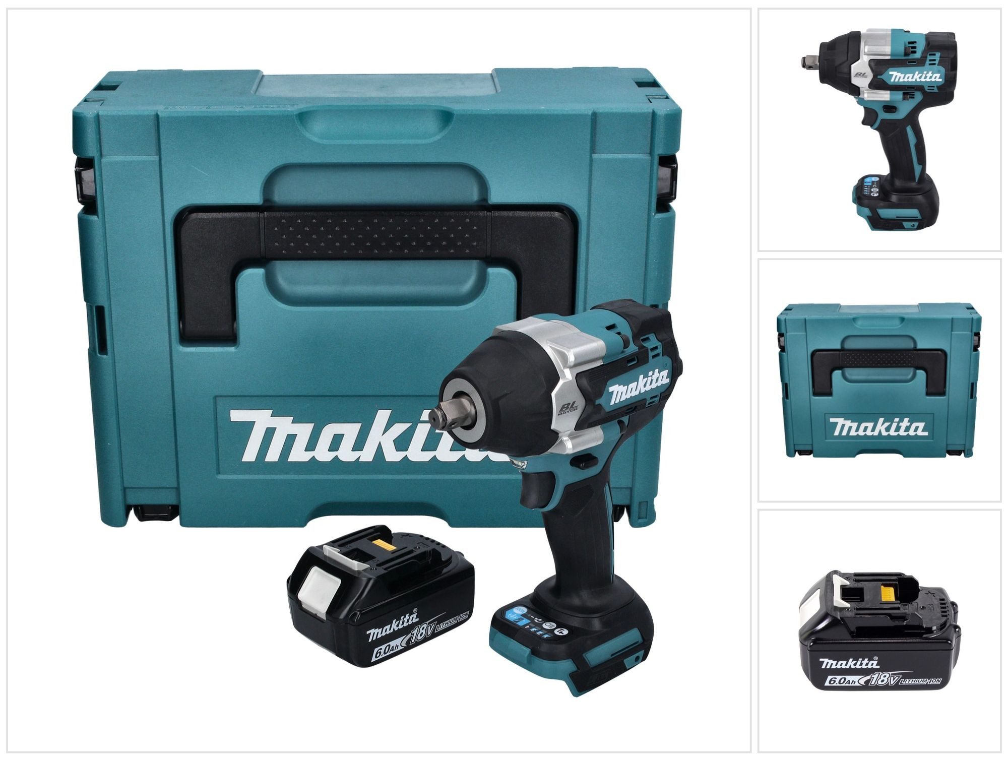 Makita Akku-Schlagschrauber DTW 700 G1J 18 V 700 Nm 1/2" XPT Brushless + 1x Akku 6,0 Ah + Makpac
