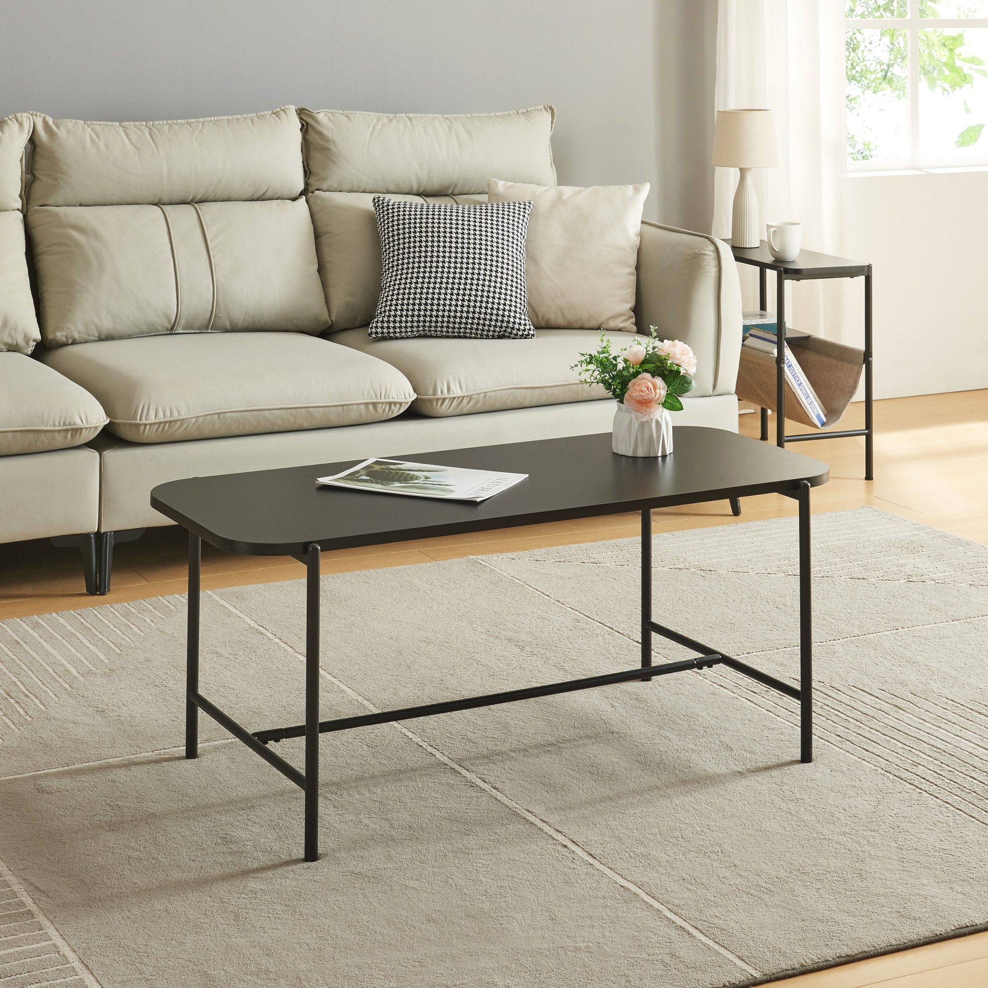 en.casa Couchtisch, »Samnanger« 110x50x45cm Stahl Schwarz günstig online kaufen