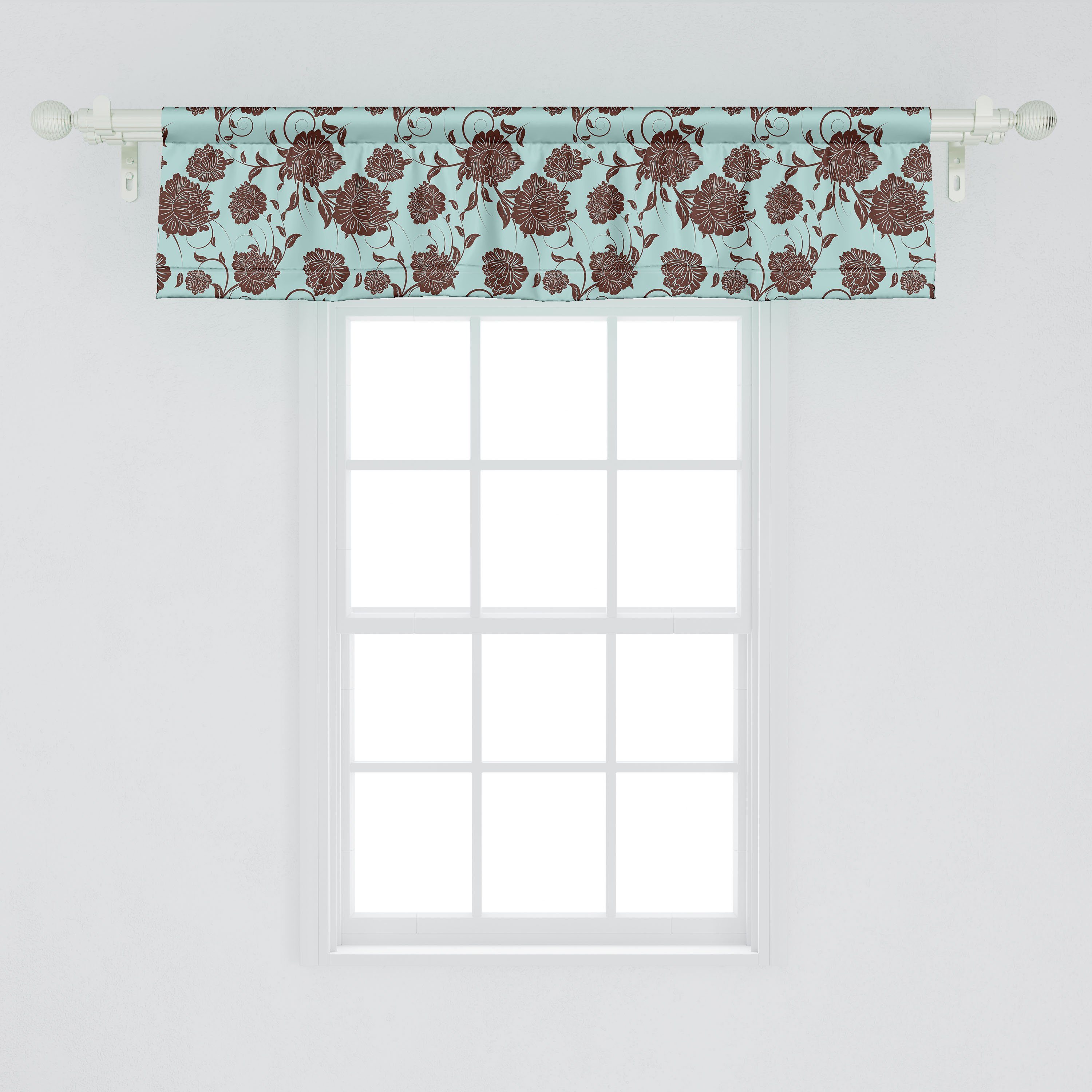 Scheibengardine Vorhang Volant für Retro Stangentasche, Küche Abakuhaus, Blumen mit Dekor Microfaser, Schlafzimmer Blumen-Verzierungen