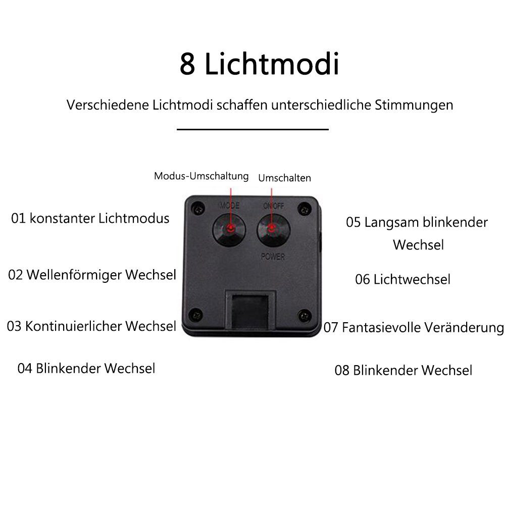 GelldG LED-Lichterkette 50 LED Lichterkette 7 8 Modi M Solarlichterkette Solar Außen