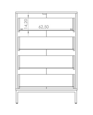 Beautysofa Kommode Pula II (Hochkommode für Wohnzimmer, Goldbeige Metallgriffe), mit 4x Schubladen, hohe Sideboard im modernes Stil