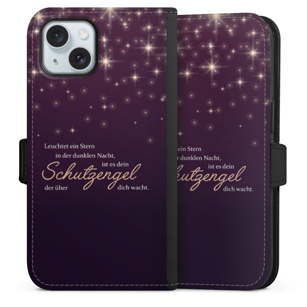 DeinDesign Handyhülle Schutzengel Sprüche Spruch Schutzengel, Apple iPhone 15 Hülle Handy Flip Case Wallet Cover Handytasche Leder