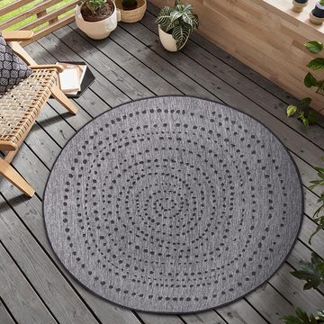 Teppich In- & Outdoor Wendeteppich Bali Schwarz Silber rund, NORTHRUGS, rund, Höhe: 5 mm