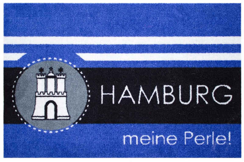 Fußmatte Hamburger Blau Wappen Matte 60 x 40 cm Blau Meine Perle, ASTRA, Rechteckig, Höhe: 3 mm