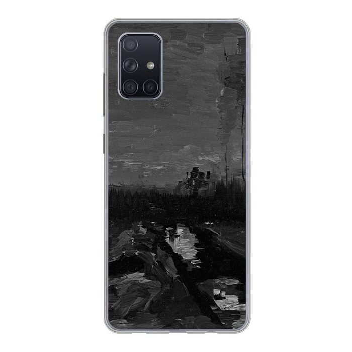 MuchoWow Handyhülle Landschaft in der Dämmerung - Vincent van Gogh - Schwarz und weiß Handyhülle Samsung Galaxy A51 5G Smartphone-Bumper Print Handy