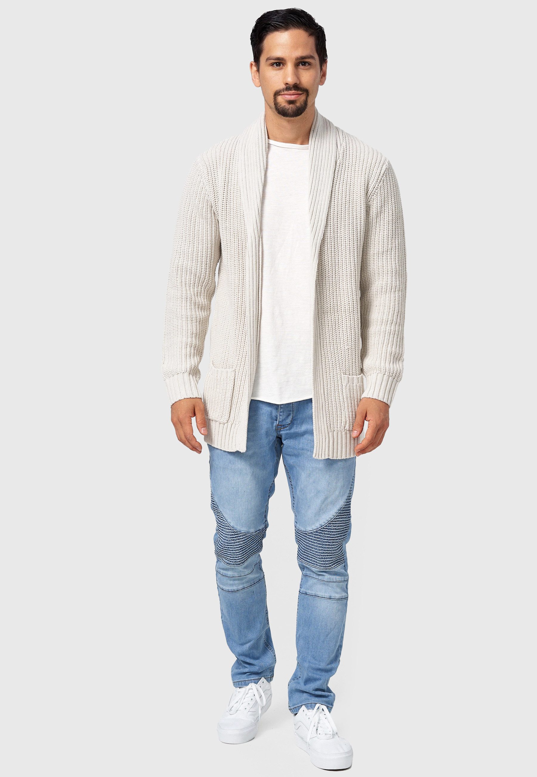 Indicode Strickjacke Herren Anaheim Herrenstrickjacke mit 2 aufgesetzten Taschen