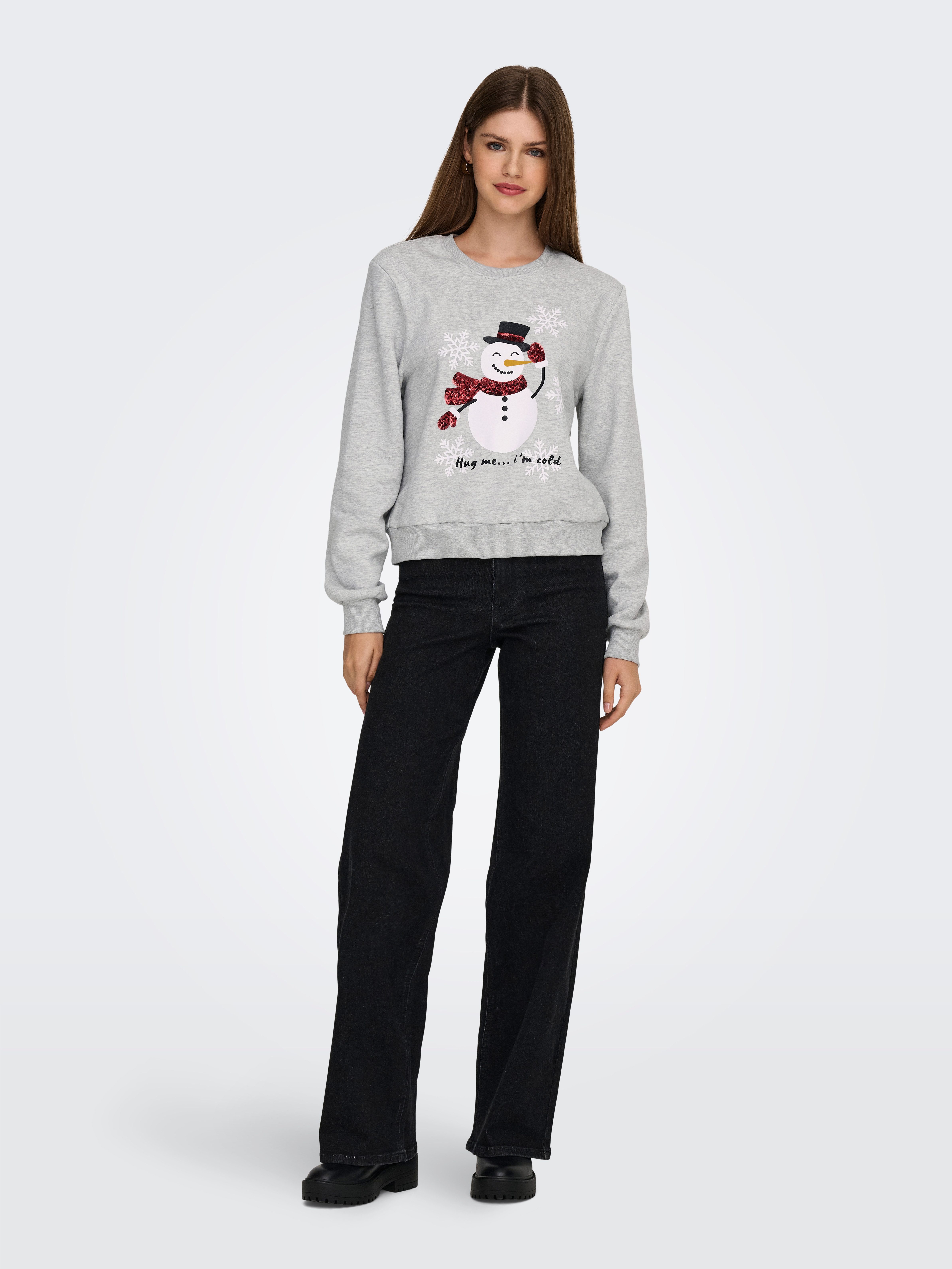 ONLY Weihnachtssweatshirt ONLYDA XMAS L/S O-NECK BOX SWT Baumwollmischung, regular fit