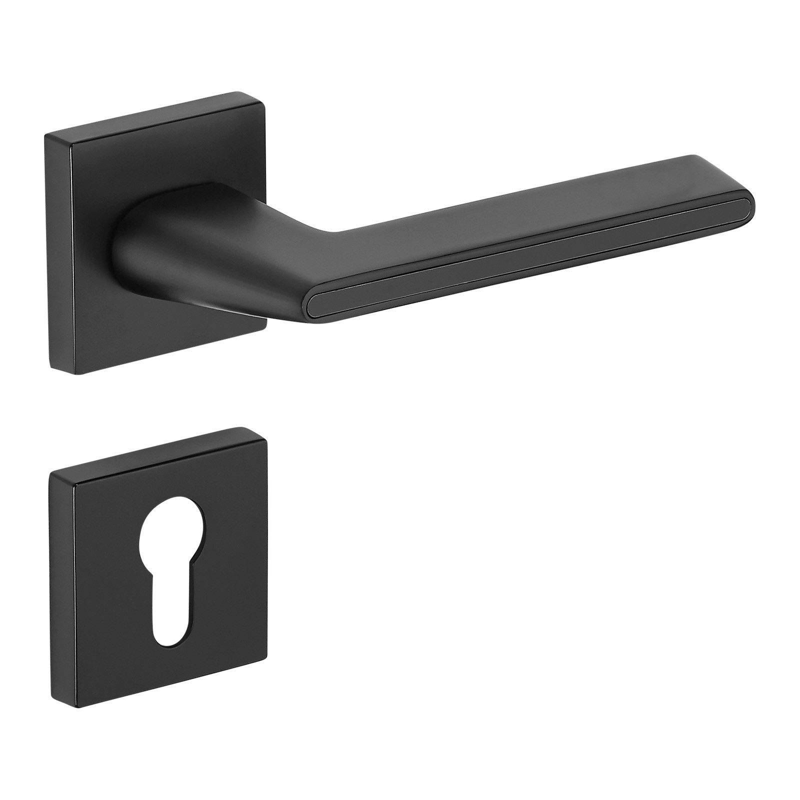 SO-TECH® Drückergarnitur Türdrücker NIKLAS Aluguss schwarz inkl. Befestigungsmaterial, Spar-Set, 1-tlg., mit Papier-Bohrschablone, mit PZ-Rosetten - für Profilzylinder