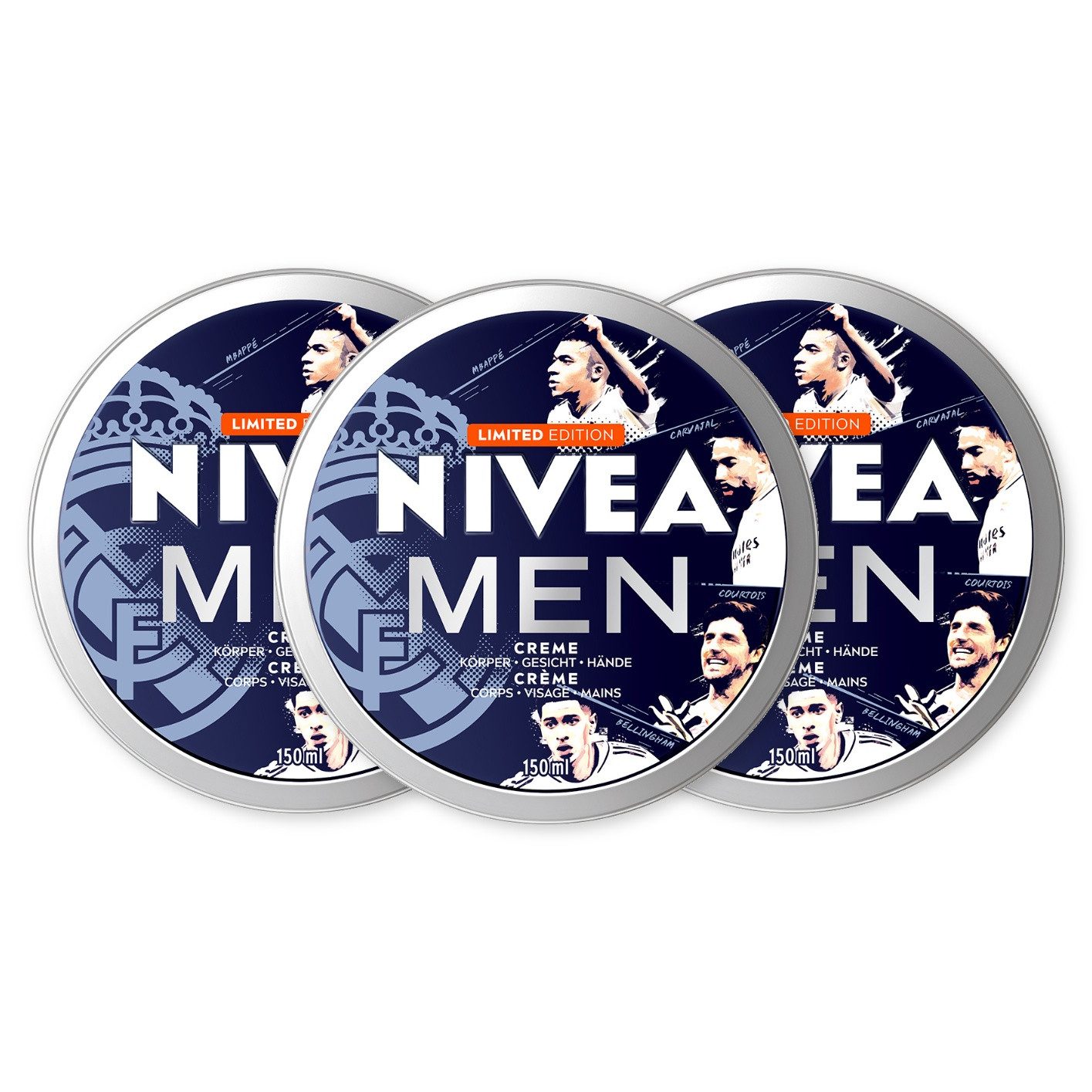 Nivea Men Gesichtspflege Creme Real Madrid Limited Edition 3x150ml Set, 3-tlg.
