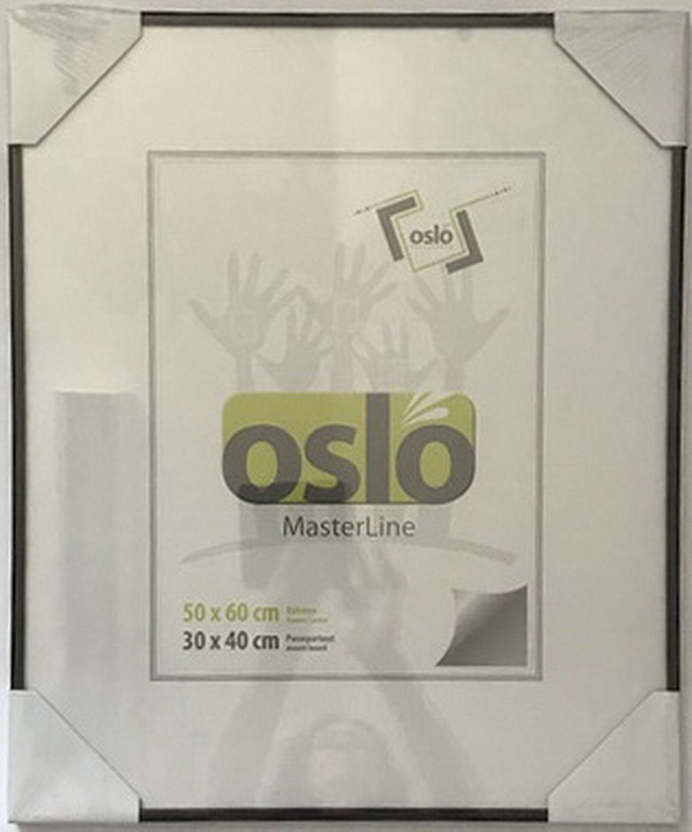 Oslo MasterLine Einzelrahmen Bilderrahmen Aluminium schmal Echtglas Fotorahmen Hoch- und Querformat, 50 x 60 cm perfekt zum Einrahmen von Puzzle Rahmenfarbe schwarz