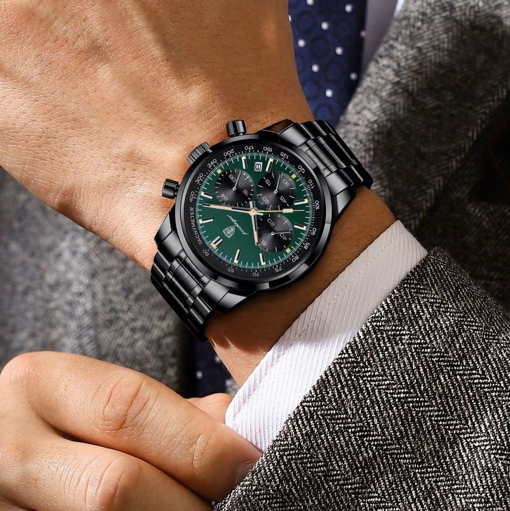 POEDAGAR Quarzuhr Poedagar Herren-Armbanduhr Chronograph Quarz Edelstahl 921