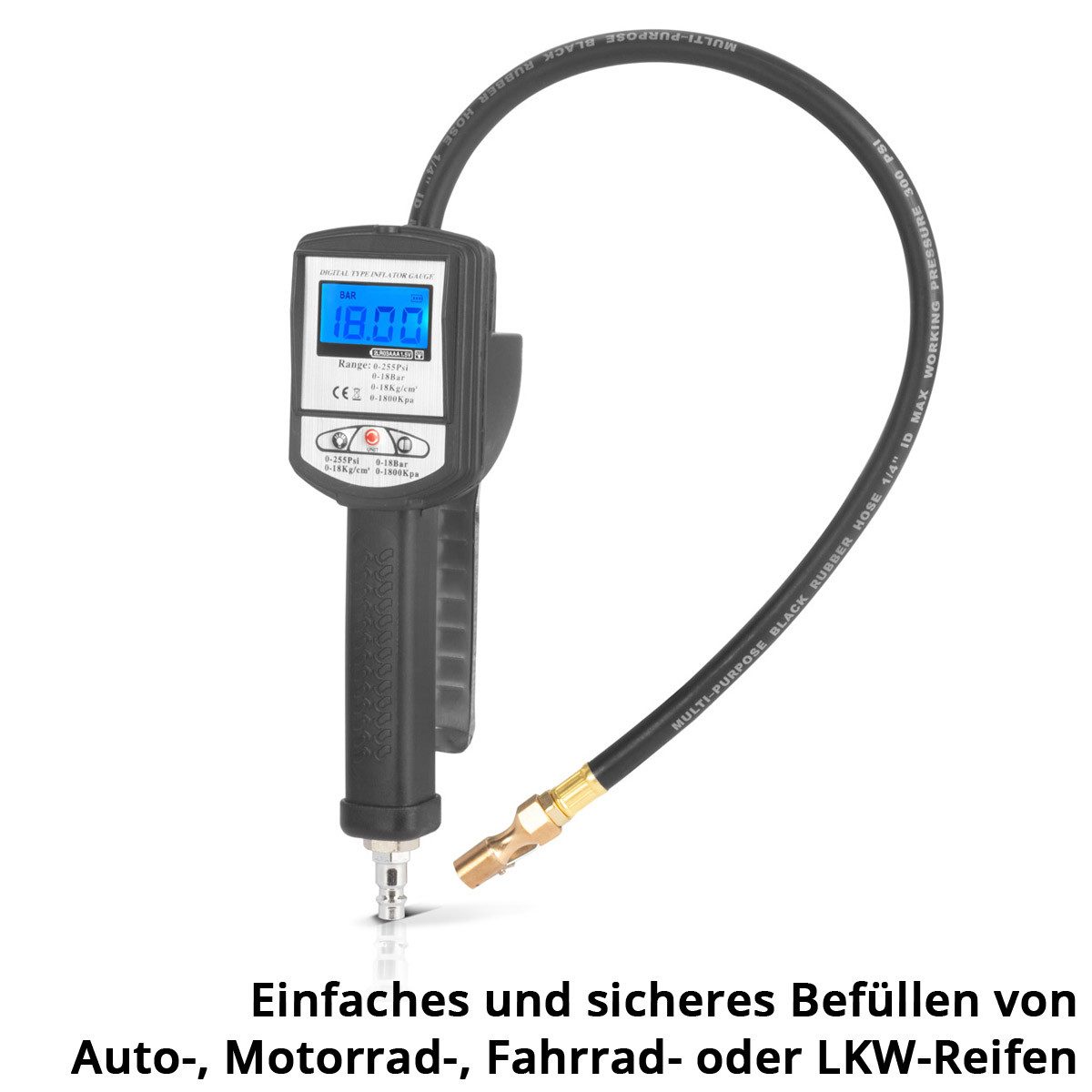 STAHLWERK Reifenfüllmessgerät Digitale Druckluft-Reifenfüllpistole DRP-18 ST – Bild 3 von 5