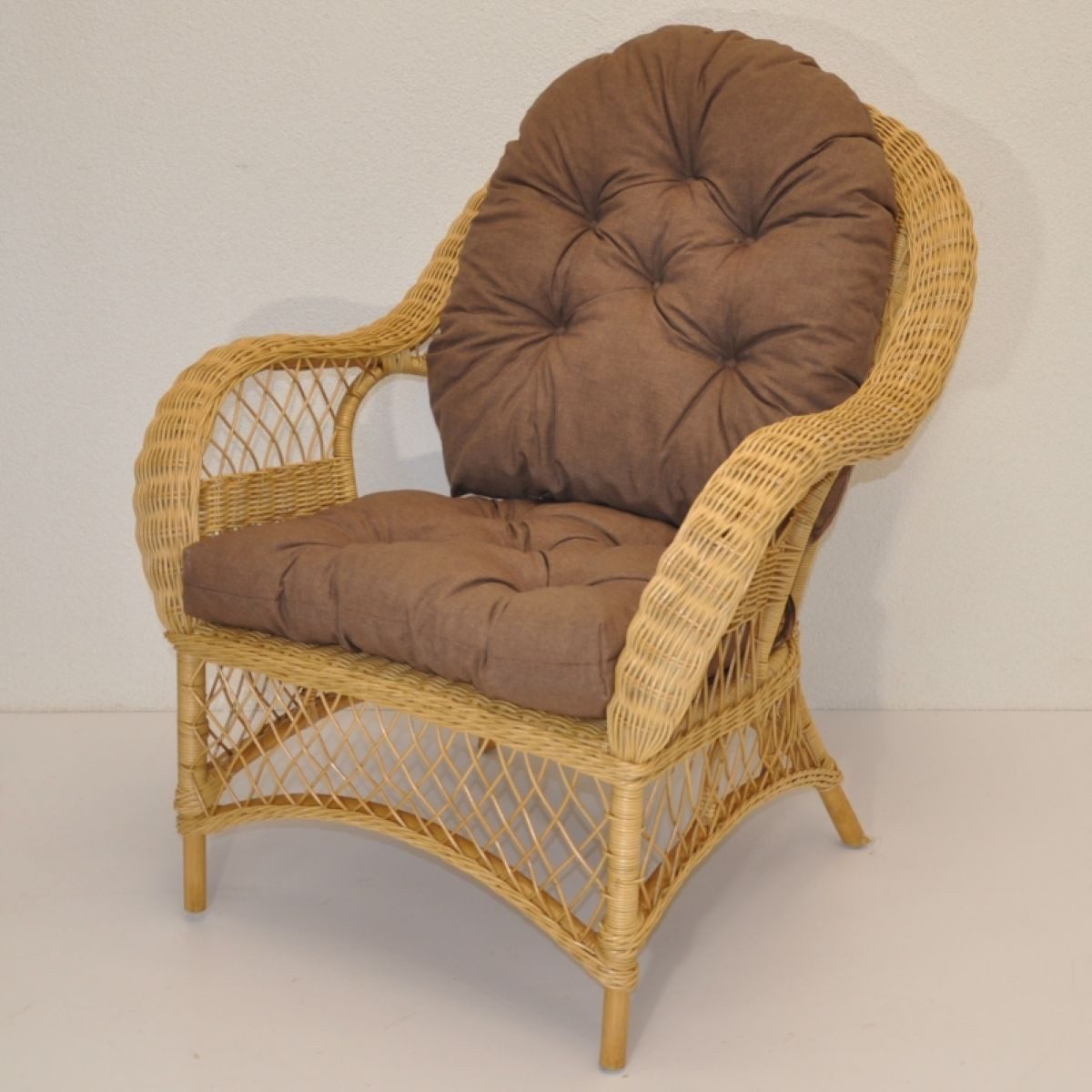 Rattani Rattanstuhl Großer Rattansessel Florida inkl. hochwertigen Polster, Rattansessel inkl. hochwertigen Polster