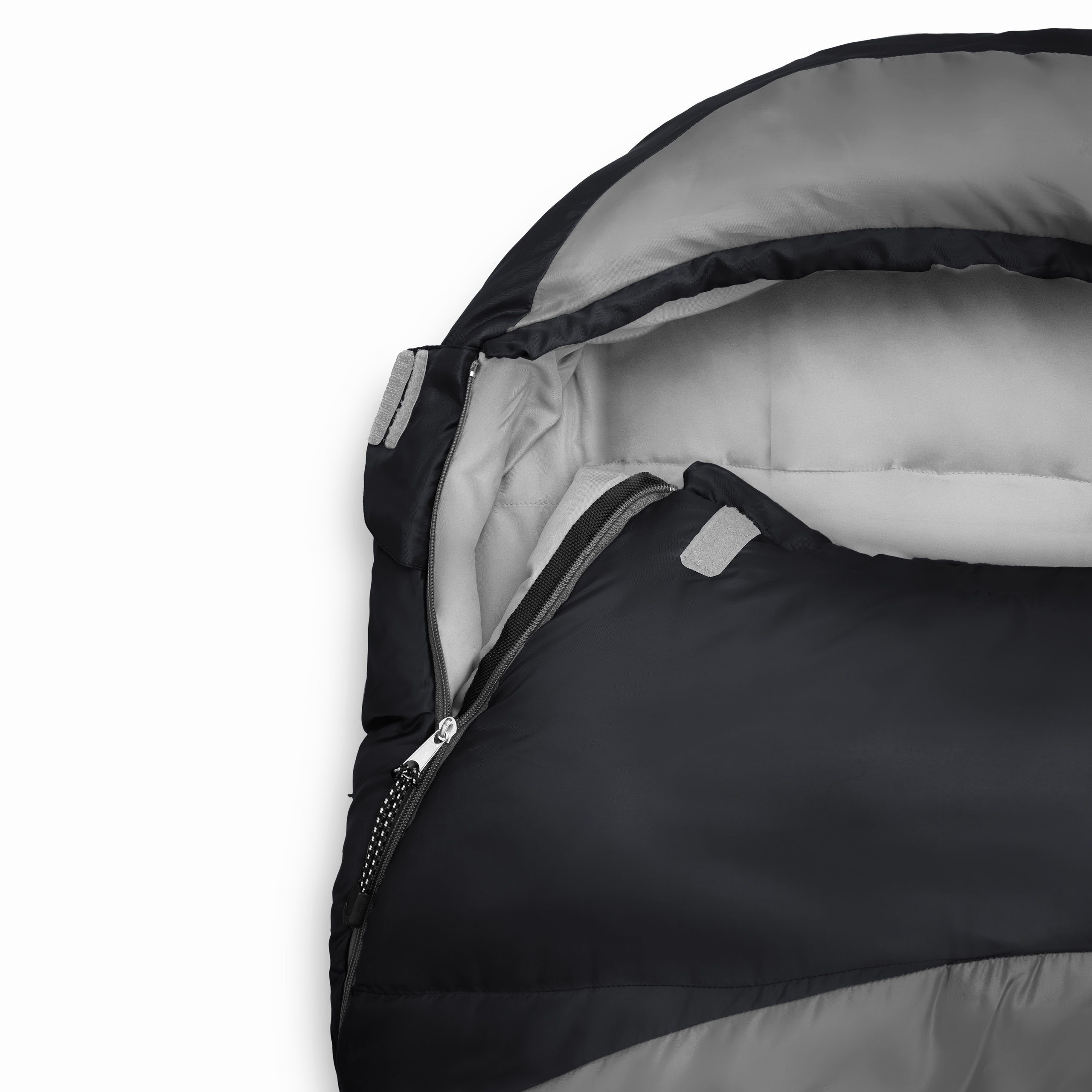 Lumaland Mumienschlafsack wasserabweisend 230x80x55 Schlafsack grau Where atmungsaktiv Tomorrow mit Tasche, Camping Wärmekragen