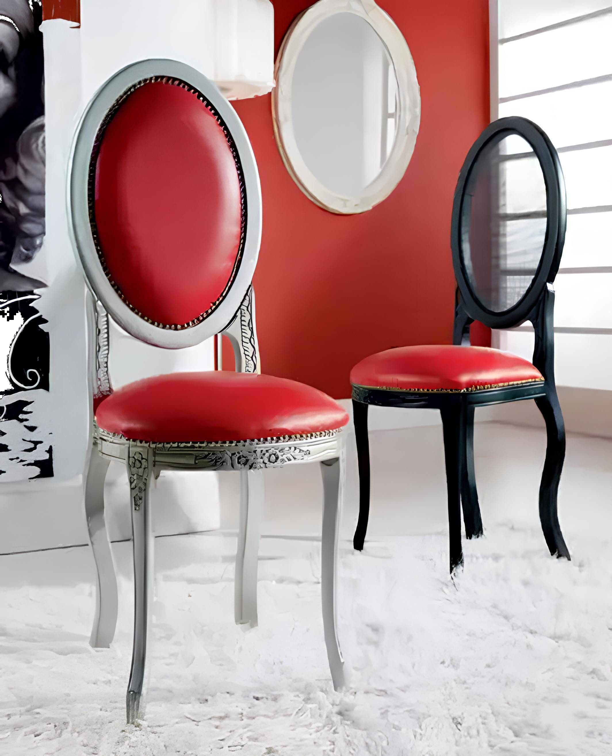Xlmoebel Esszimmerstuhl Roter Designer Lehnstuhl mit klassischem Luxus und hohem Komfort, Hergestellt in Europa