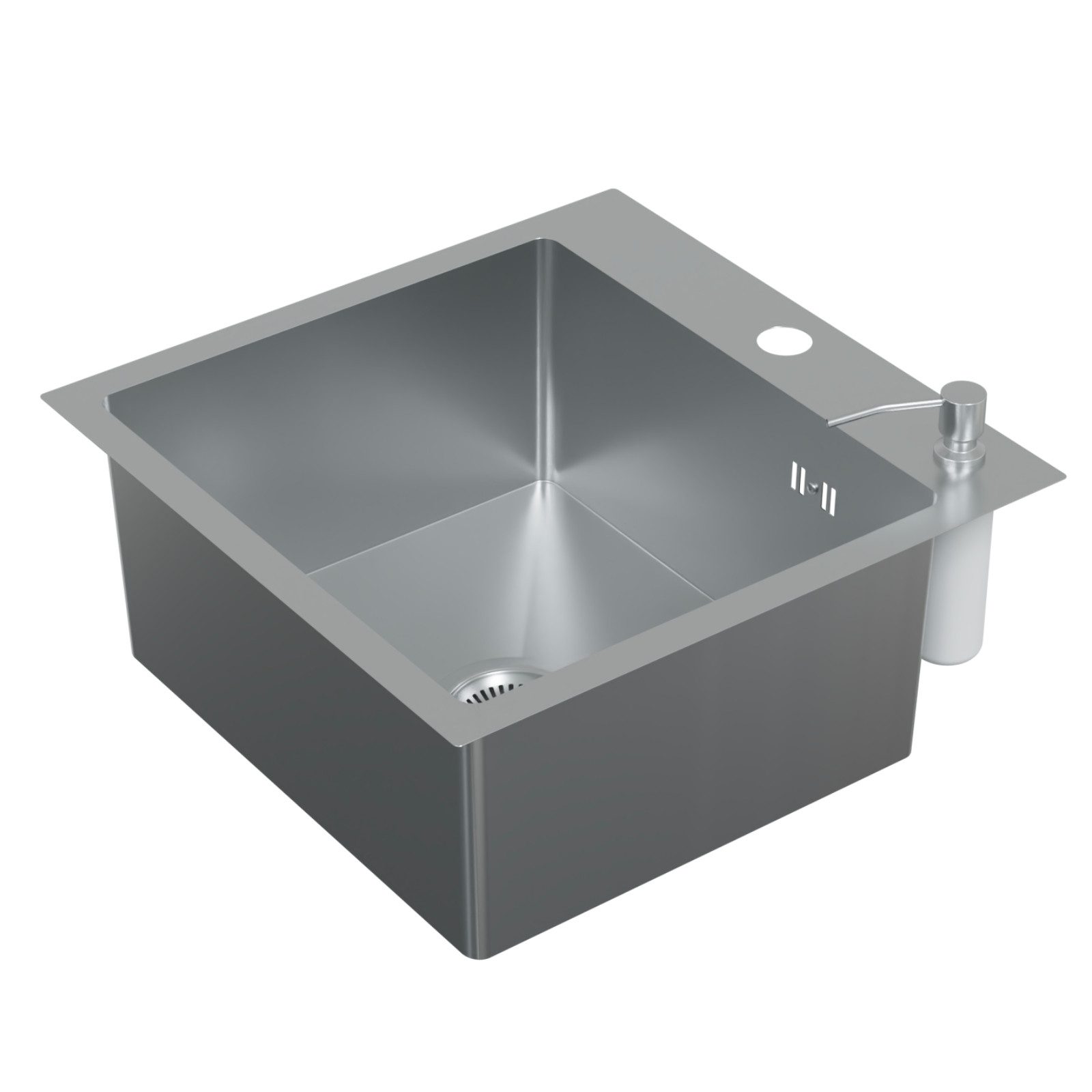 HAGO Edelstahlspüle Einbauspüle Edelstahl Küchenspüle Spülbecken Eckig Ablaufgarnitur Set, Rechteckig, 45/45 cm, (1 St), Schallschutzmatten