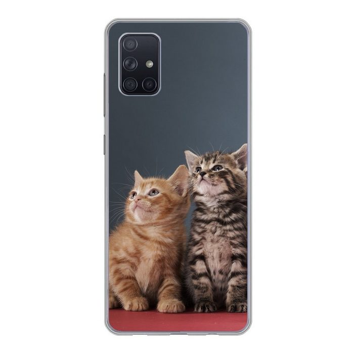 MuchoWow Handyhülle Kätzchen - Blau - Rosa - Mädchen - Jungen - Kind Phone Case Handyhülle Samsung Galaxy A71 Silikon Schutzhülle