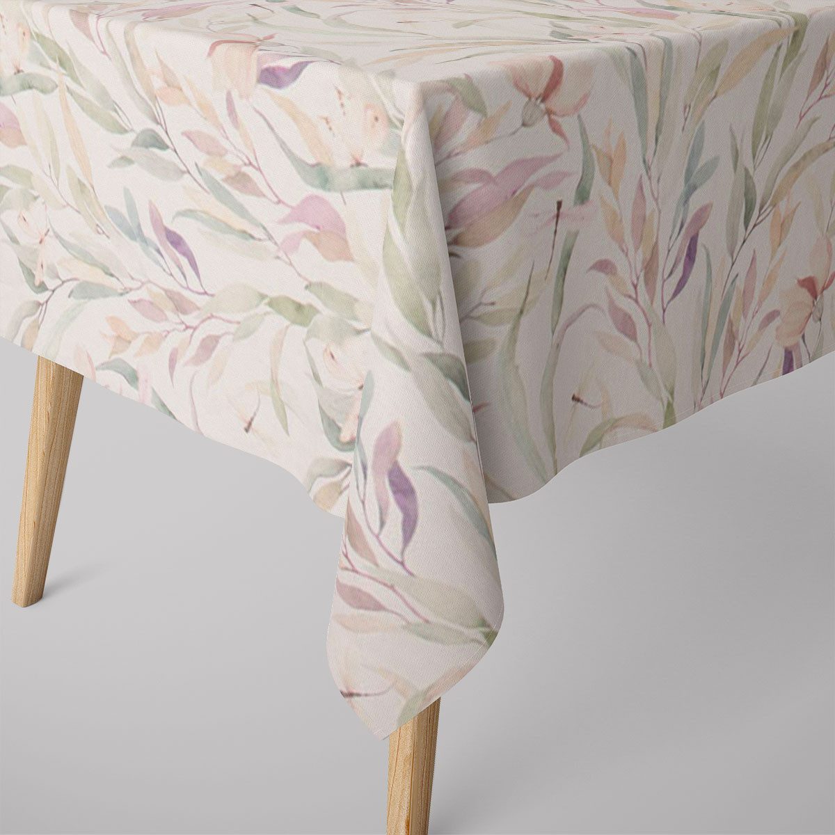 SCHÖNER LEBEN. Tischdecke SCHÖNER LEBEN. Tischdecke Aquarell Blätter Blüten Schmetterling weiß, handmade