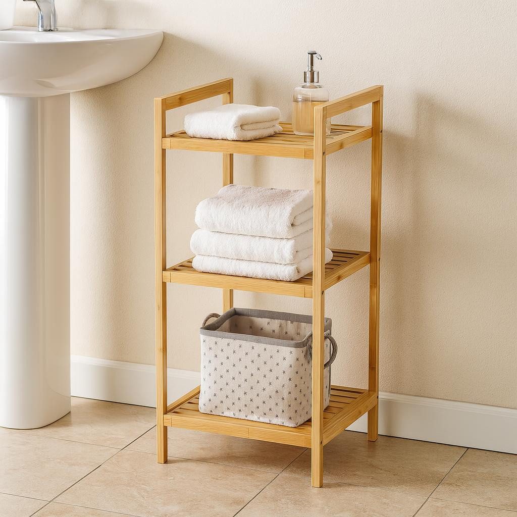 Kesper Badregal Bambusregal mit 3 Ablagen KESPER, 30 x 30 x 70 cm – Bild 3 von 4