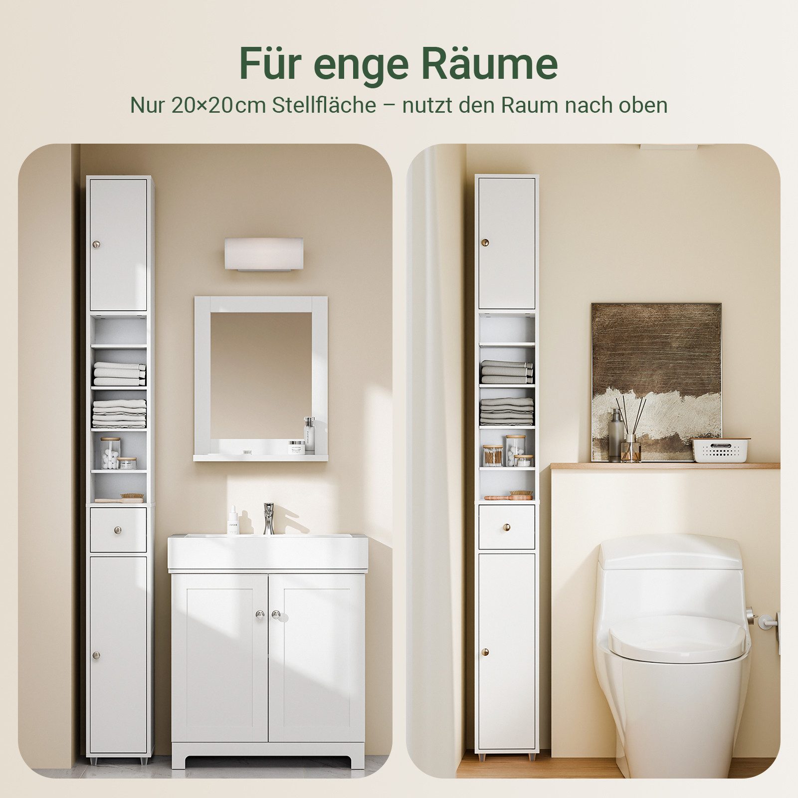 SoBuy Hochschrank BZR34, Badschrank schmal, Badezimmermöbel, Wasserabweisen günstig online kaufen