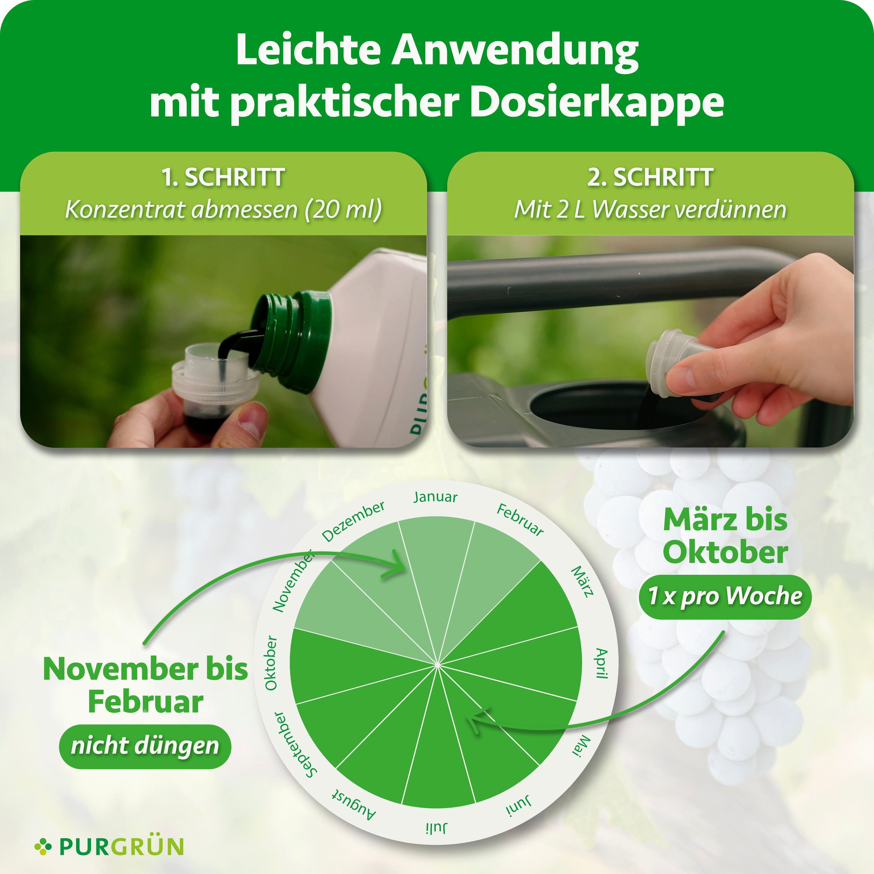 Purgrün Obstdünger Bio Weinreben Dünger, NPK 3+2+6, Kalium, 1 Liter, Flüssigdünger, 1-St., 1 Liter – Bild 5 von 5