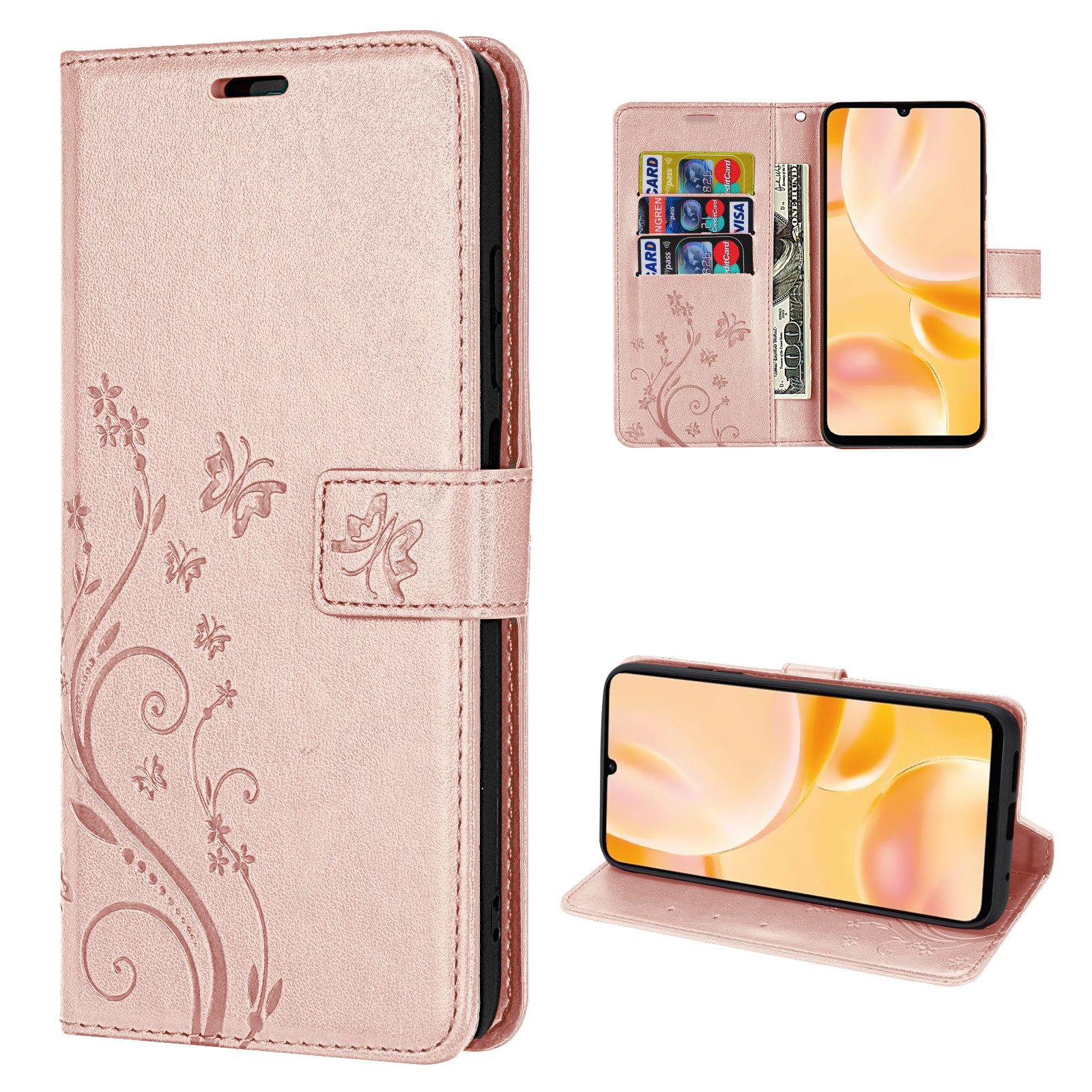 betterfon Handyhülle für ZTE Blade A55 Handytasche Handy Schutz Klapp, Bookstyle-Hülle: Magnetverschluss 3 Kartenfächer & Standfunktion