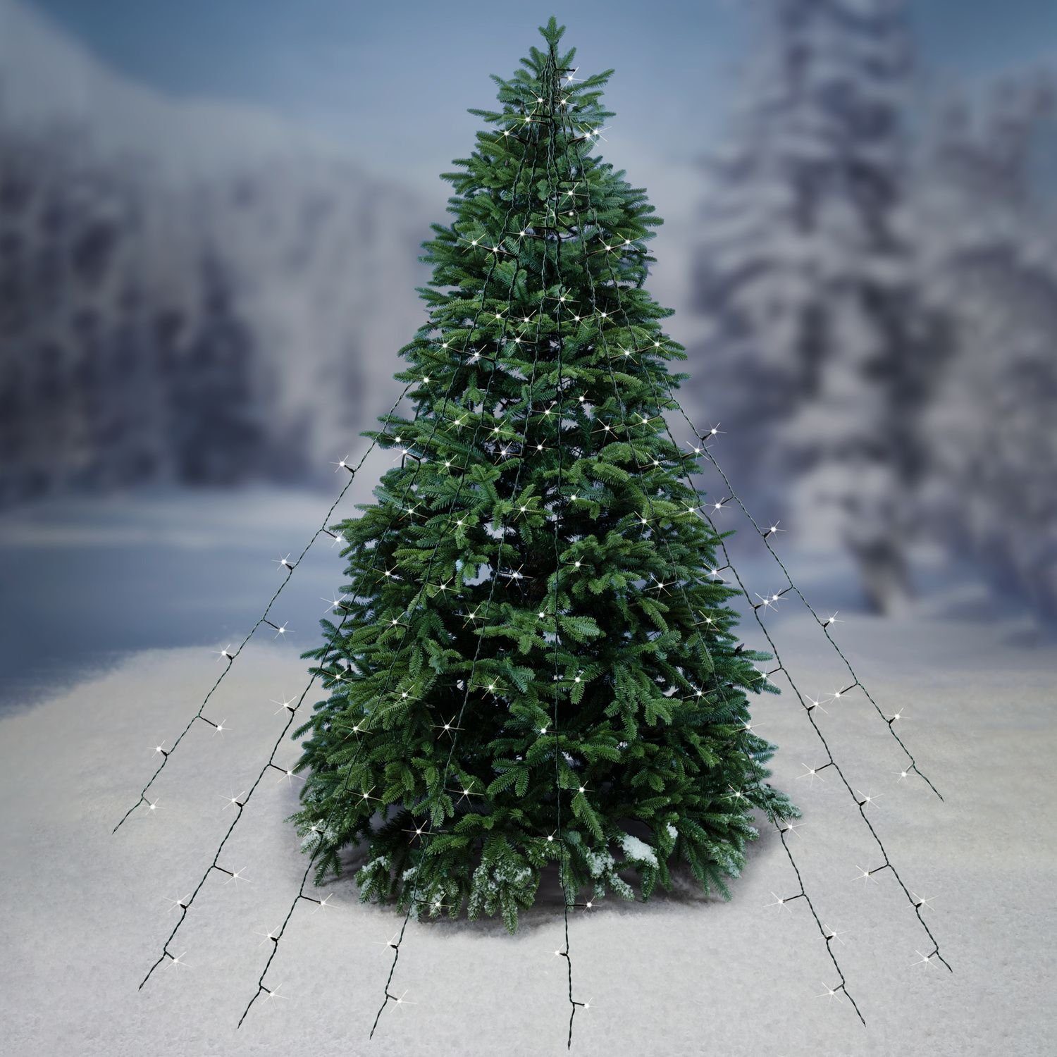 BURI Lichterkette Tannenbaum Leuchtnetz Lichternetz 2,50m Leuchtvorhang LEDs 200 Lichter