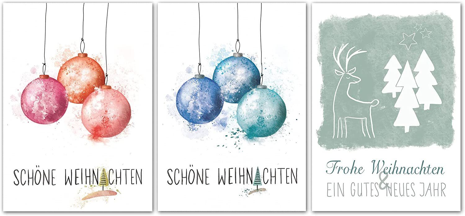 "Weihnachten", Postkarten-Set Karten A6 Weihnachtsgrußkarten Weihnachtskarte Set, Frohe DIN LifeDesign Weihachten