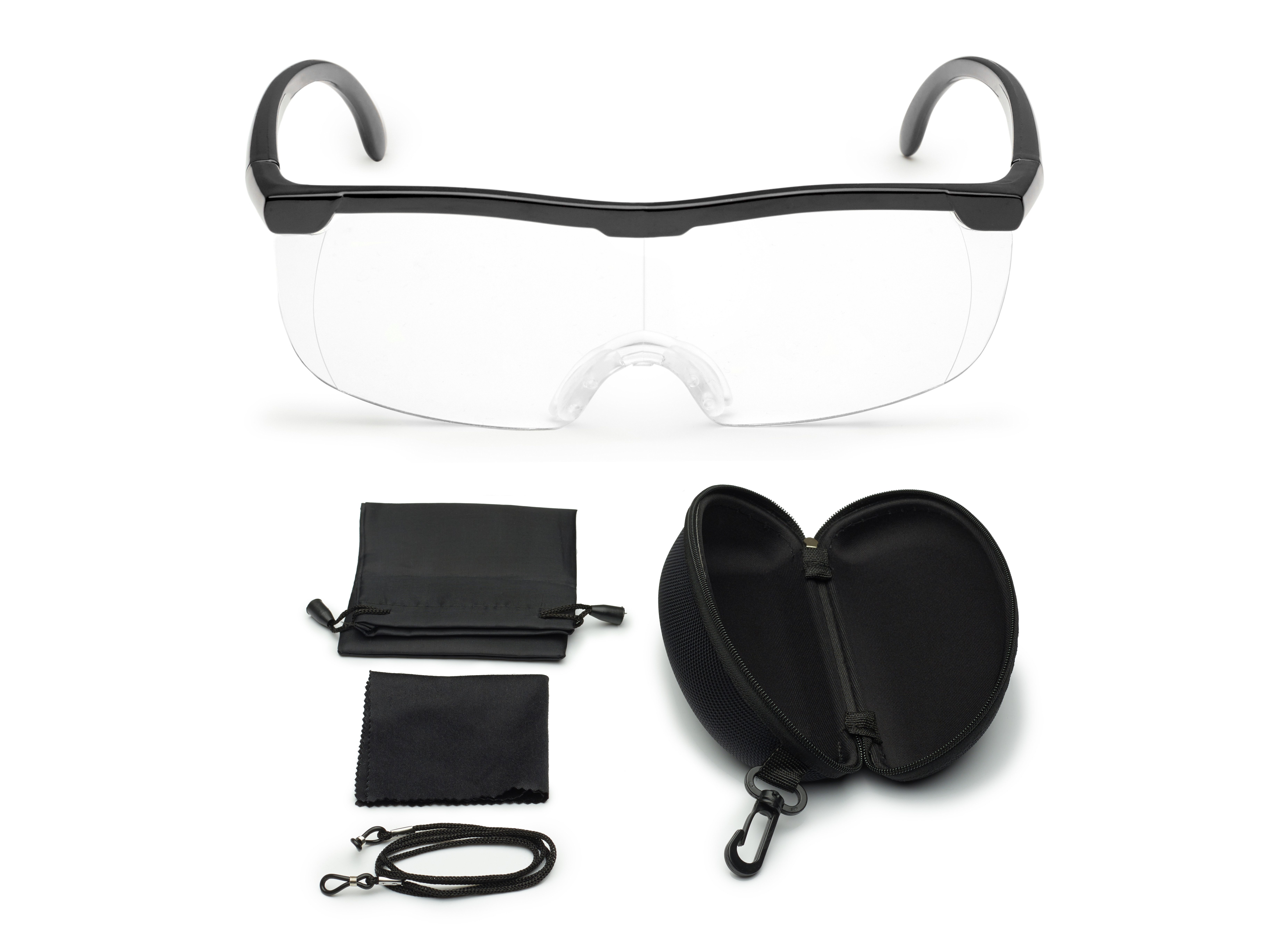 FALINGO Lupenbrille Vergrößerungsbrille Leselupe Lupe auf der Nase Vergrößerung auf 200%, inkl. Hardcase und Zubehör, Geeignet für Brillenträger, Beide Hände frei