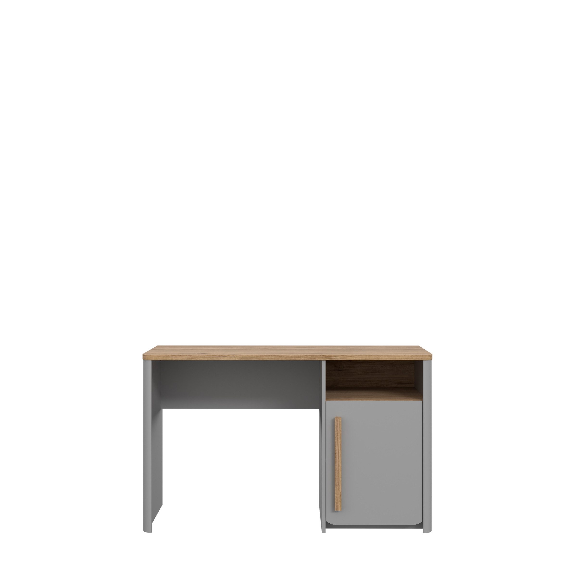 freiraum Schreibtisch SURFINIO, in Grau / Catania Eiche - 120x73,5x58,7cm (BxHxT)