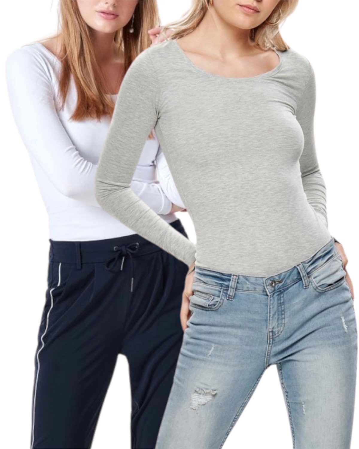 ONLY Langarmshirt Basic Shirt im 2er-Set günstig online kaufen