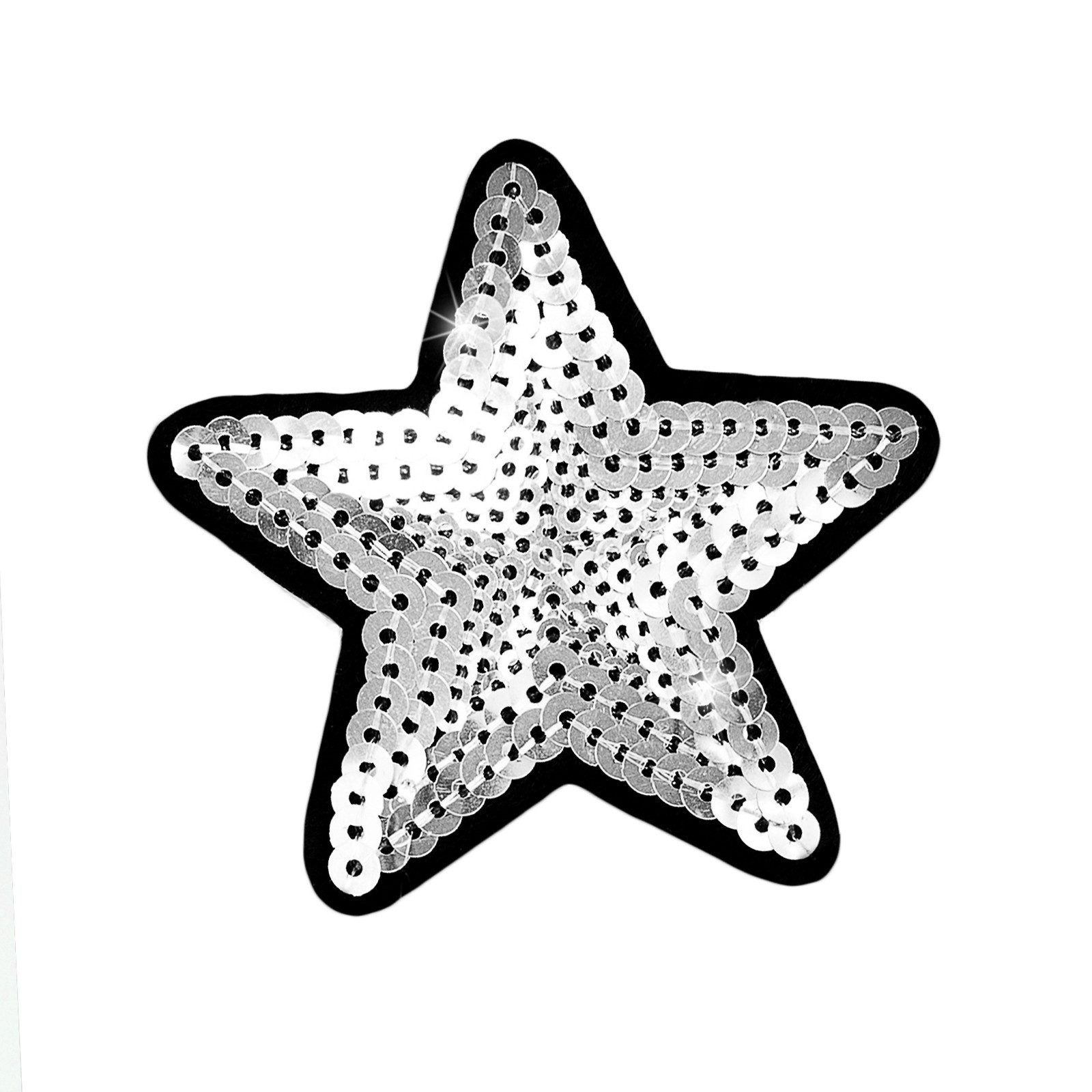 maDDma Aufnäher 1 Pailletten Aufbügler Stern 70mm Farbauswahl, 100% Polyester, silver