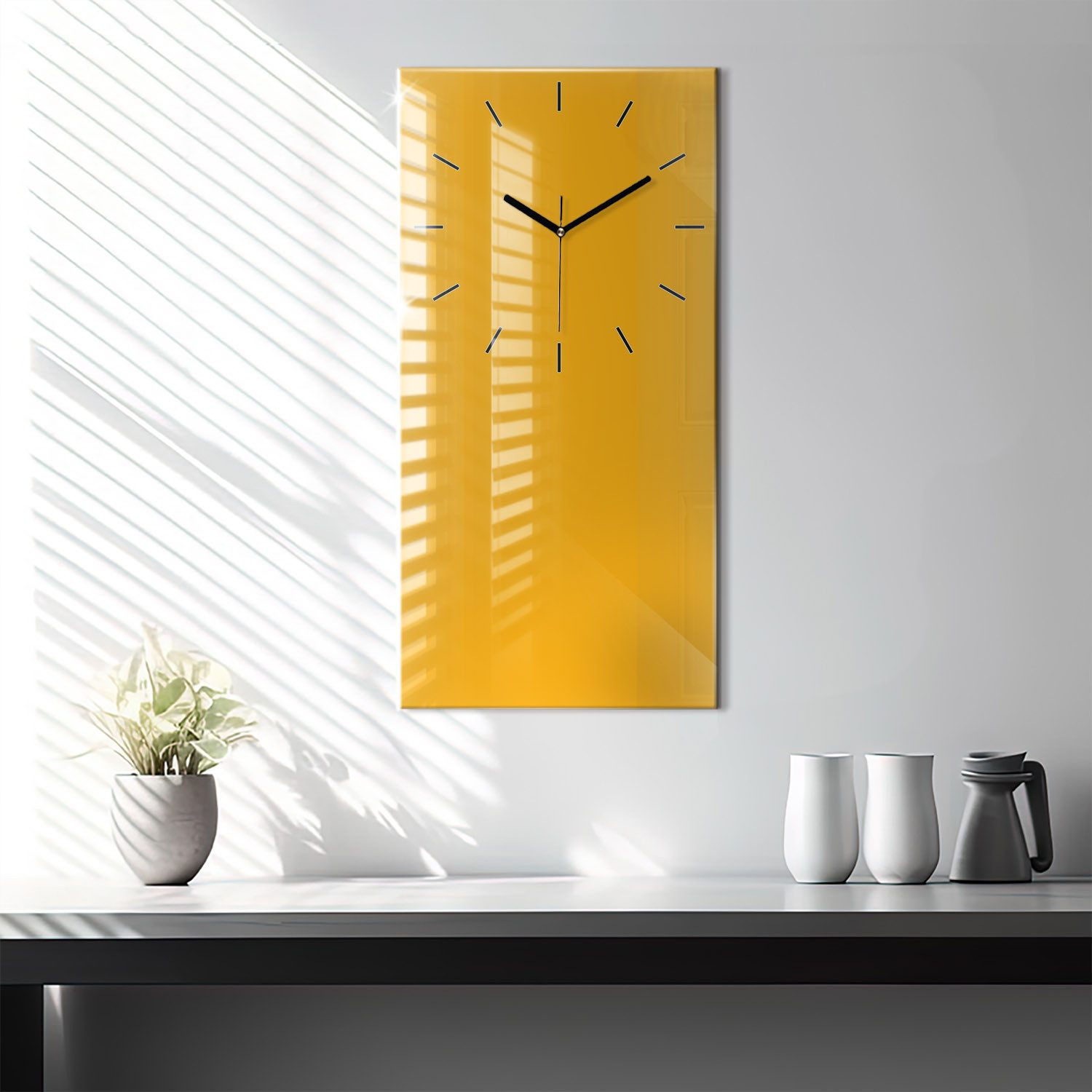 Tulup Wanduhr Glasuhr Rechteckige Wanduhr 30 x 60 cm Uhr aus Gehärtetem Glas