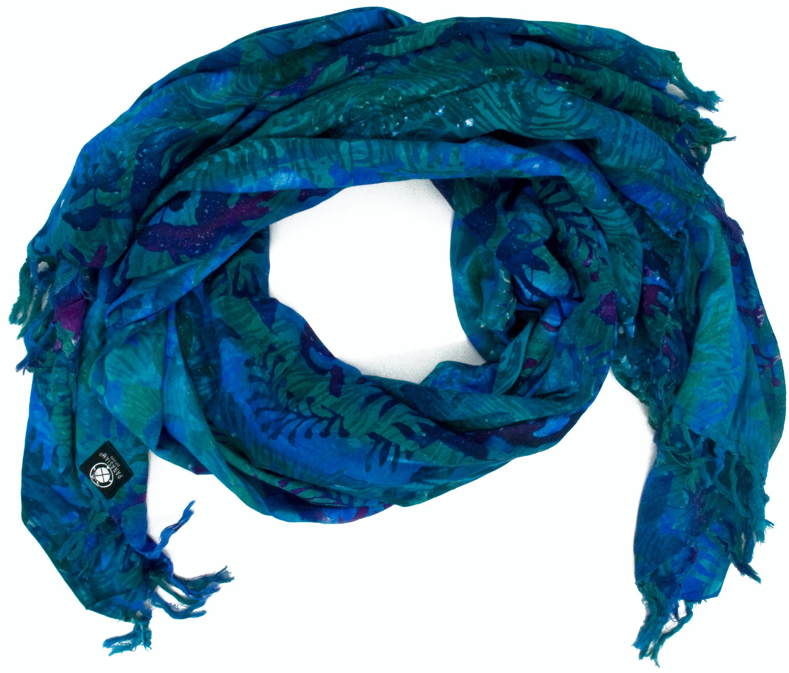 PANASIAM Halstuch sommerlicher Kuschelschal aus hochwertiger Viskose gut als Stola, Schultertuch Schal aber auch als Strandtuch oder Wickelrock tragbar B112 blue